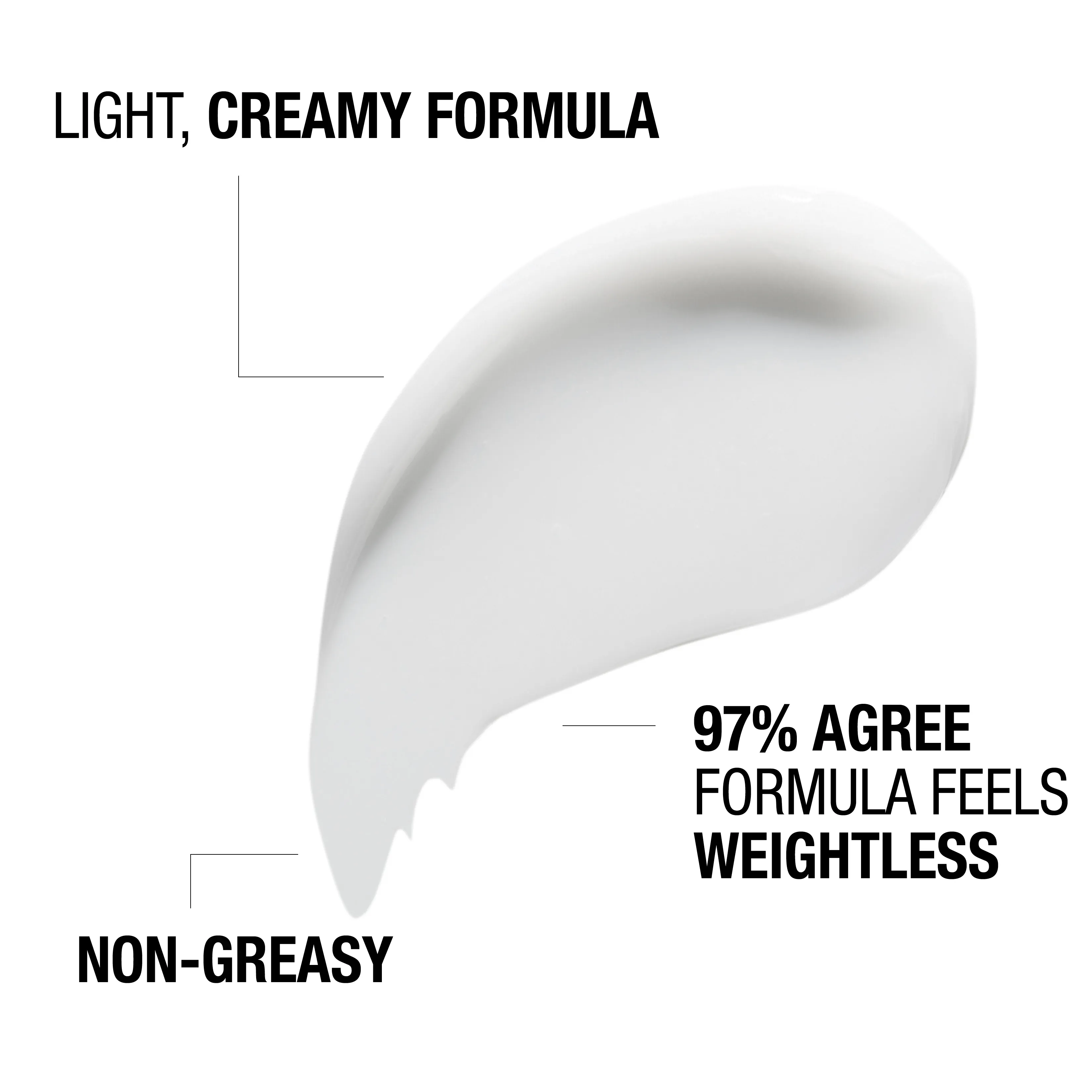 Light, creamy formula.