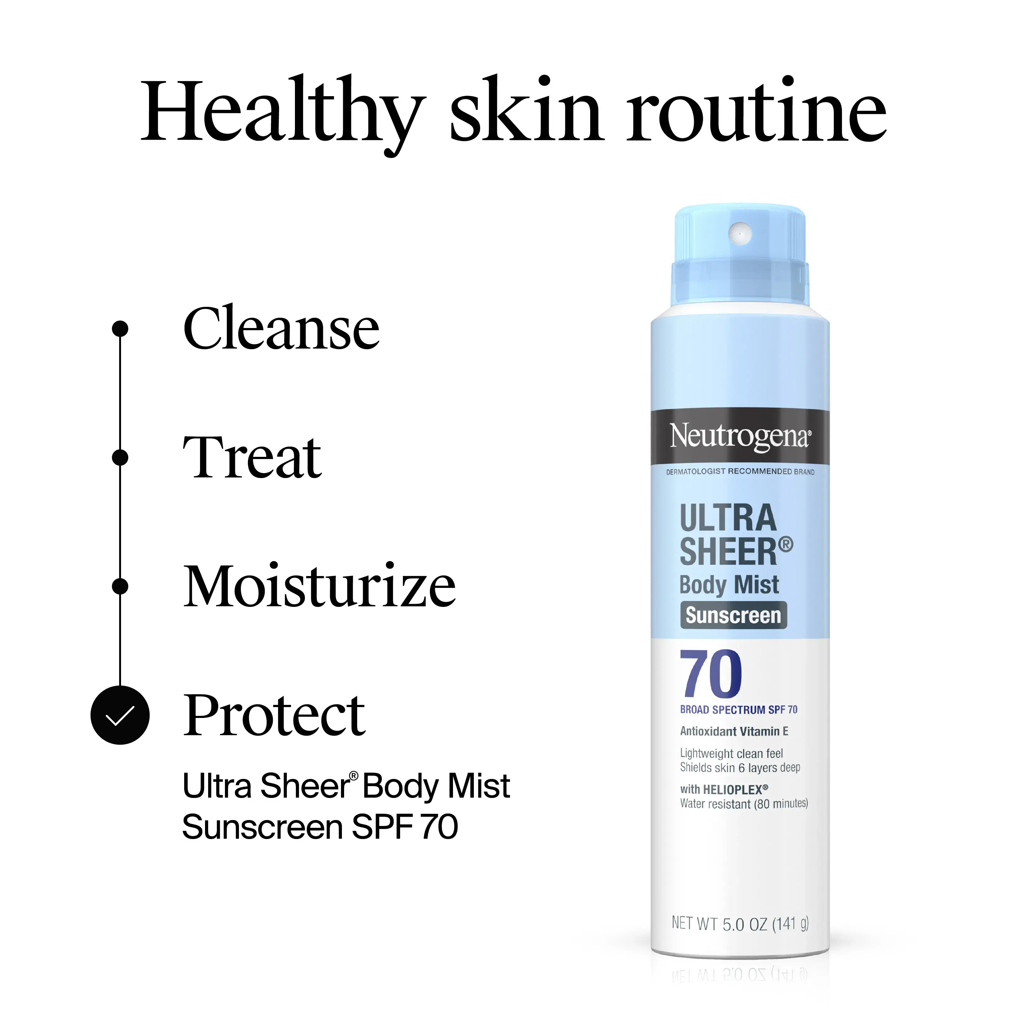 Neutrogena Ultra Sheer Body Mist Sunscreen Broad Spectrum SPF 70, 5 Oz