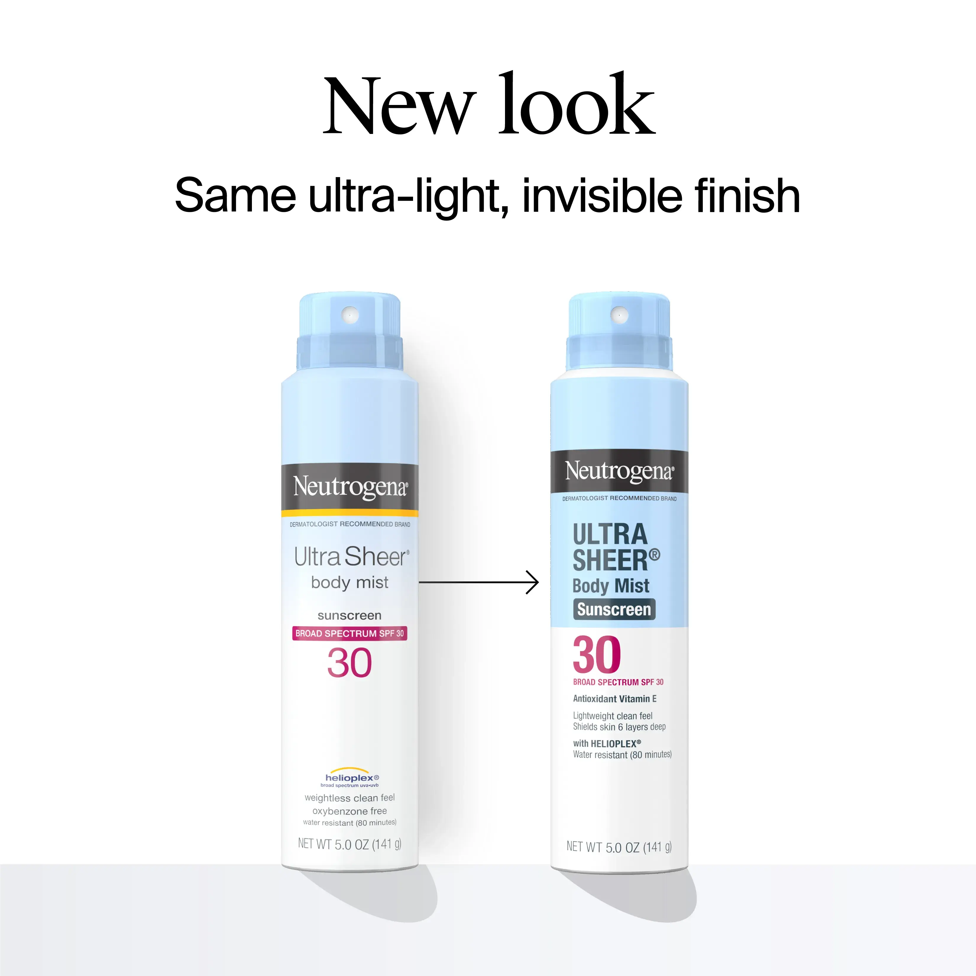 Neutrogena Ultra Sheer Body Mist Sunscreen Spray Broad Spectrum SPF 30, 5 Oz