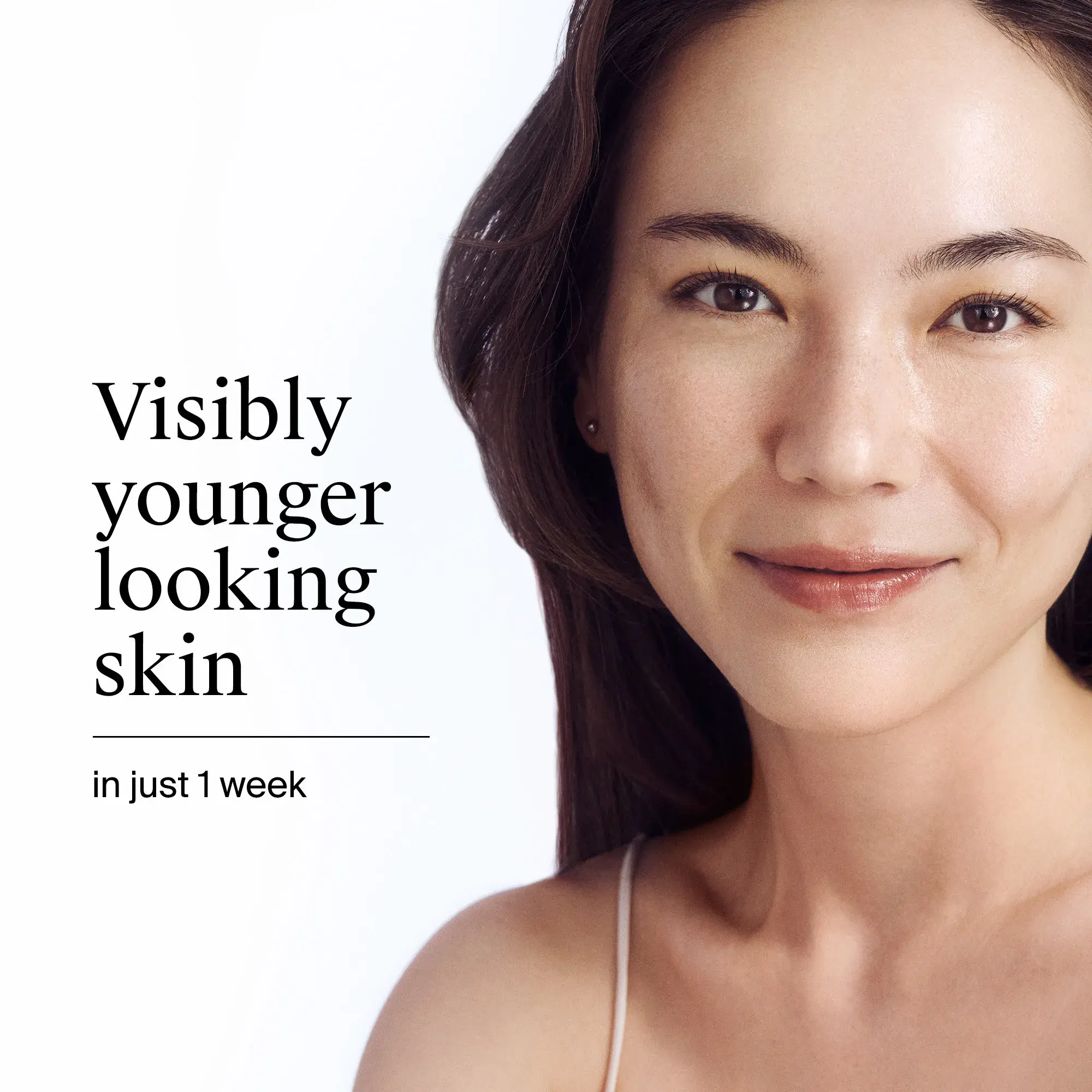 Woman after using Rapid Wrinkle Repair products. Visibly younger looking skin in just 1 week