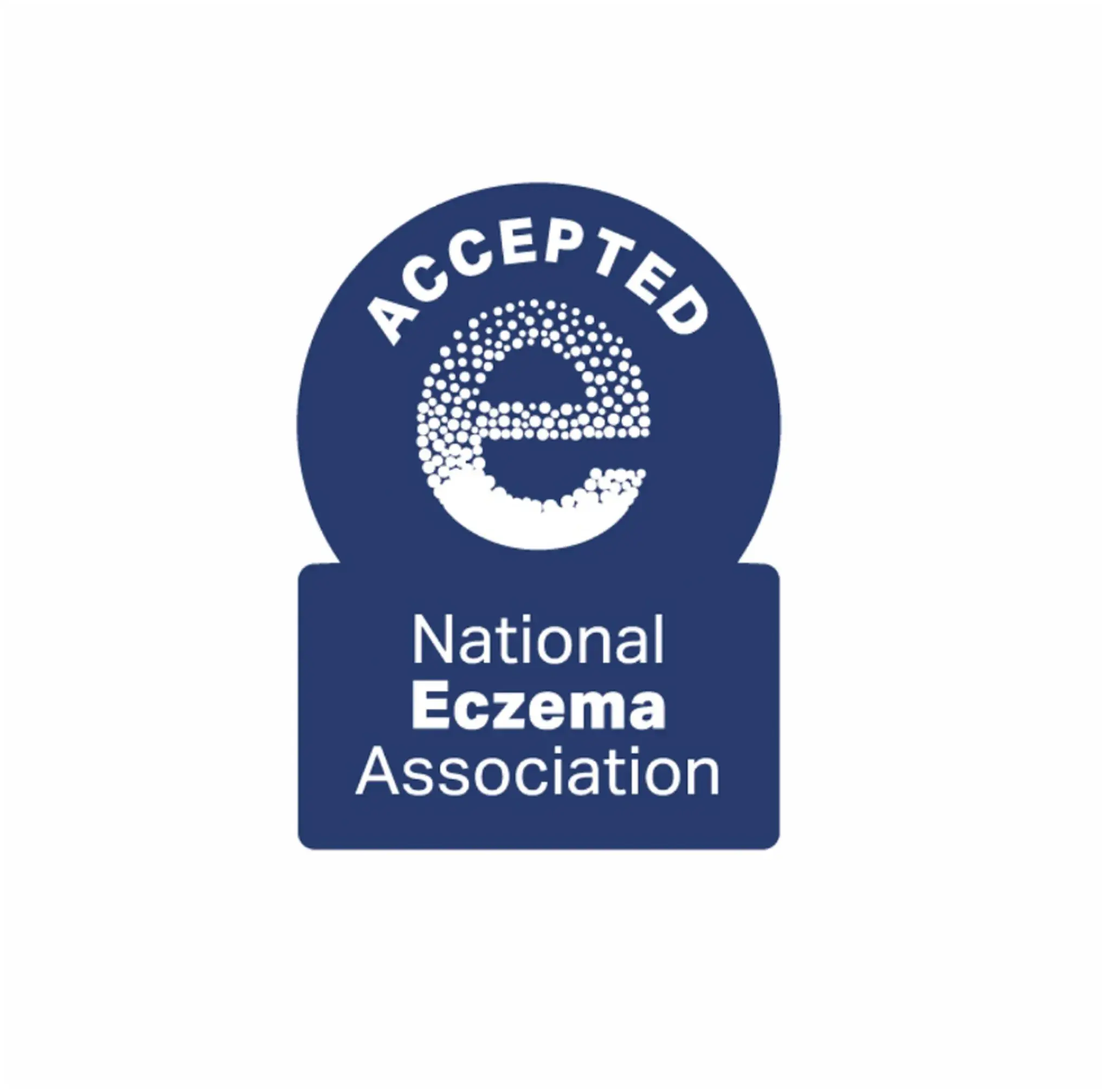 The National Eczema Association "Accepted" seal on a blue background.