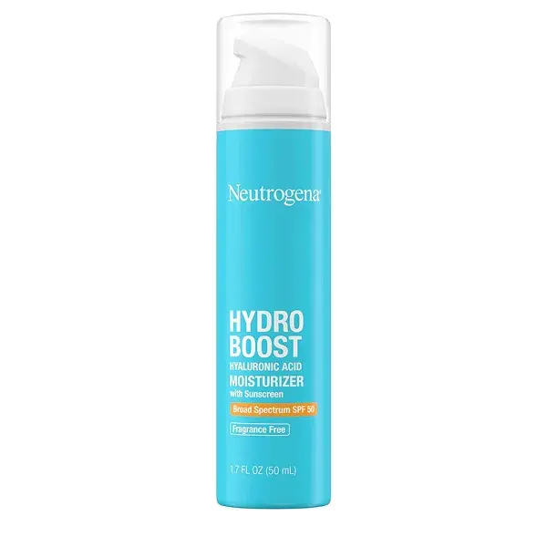 Neutrogena® Hydro Boost SPF 50 Hyaluronic Acid Moisturizer, 1.7 Fl. Oz, front packaging content card