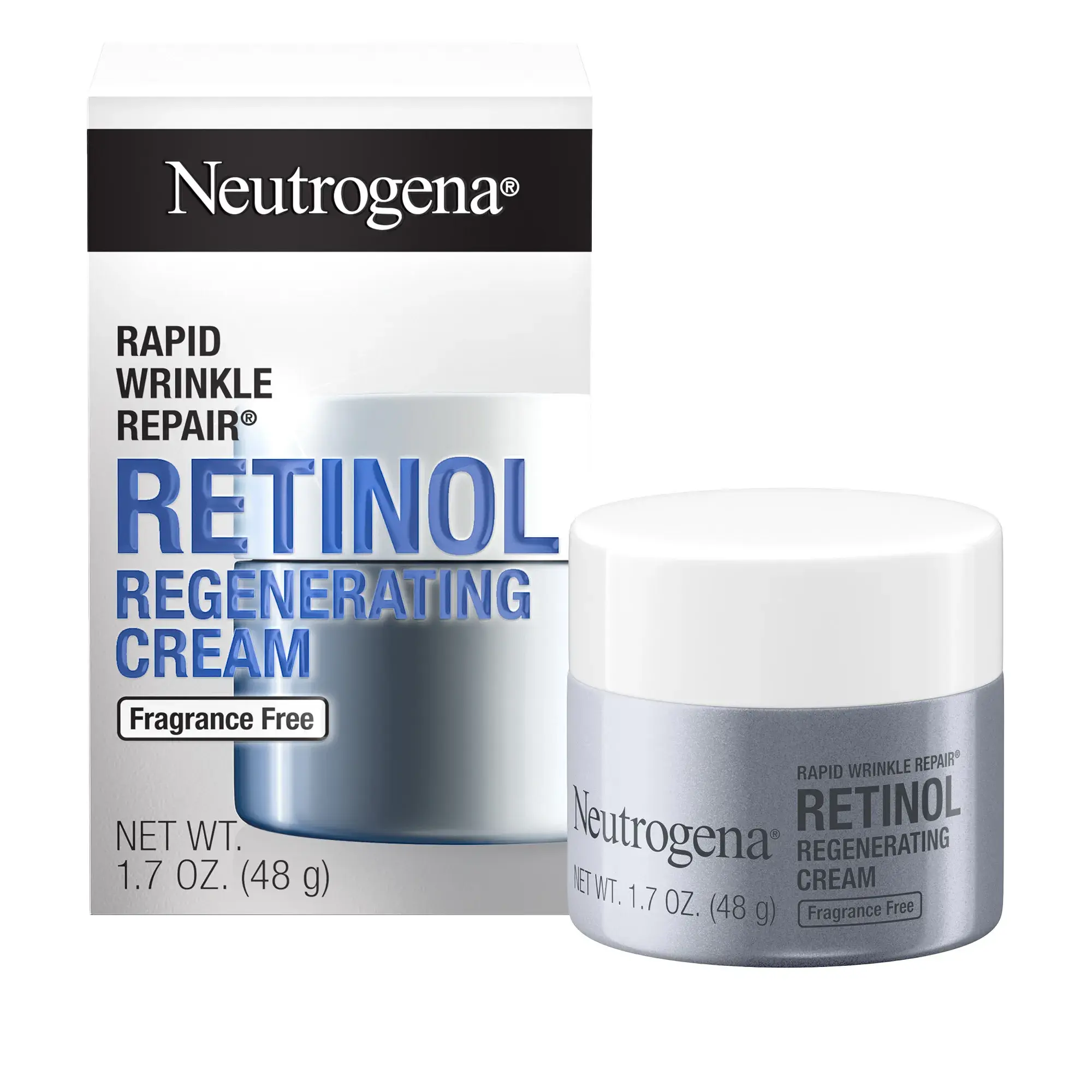 Neutrogena Rapid Wrinkle Repair Retinol Regenerating Cream, Fragrance-Free Front of Packaging