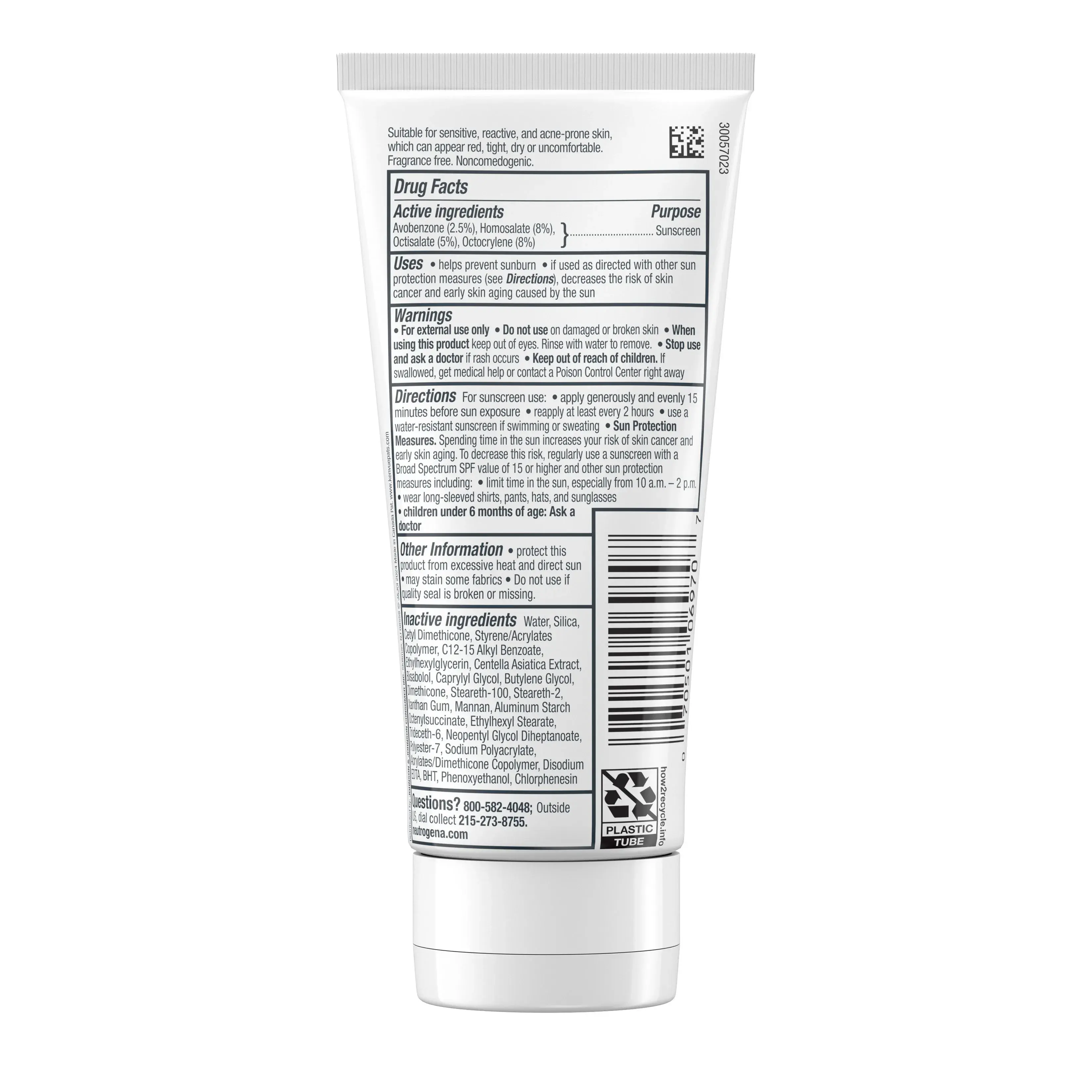 Ultra Gentle Daily Facial Moisturizer with Broad Spectrum SPF 30 Back of Packaging