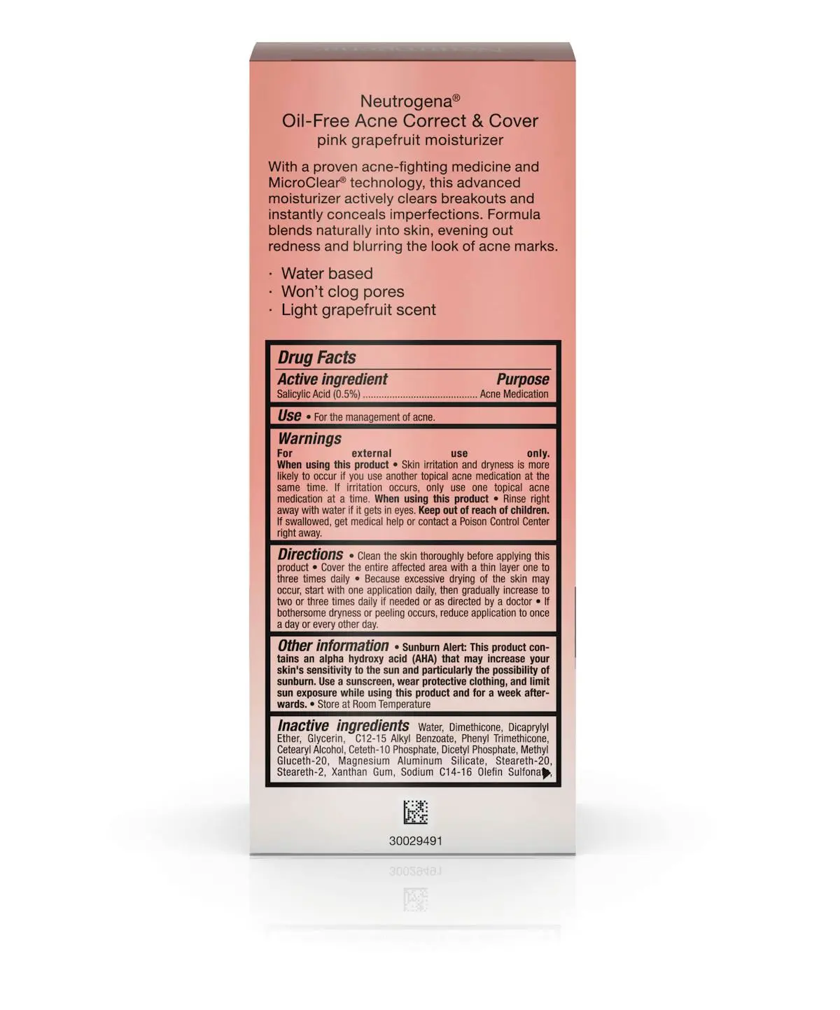Neutrogena Oil-Free Acne Correct & Cover Pink Grapefruit Moisturizer