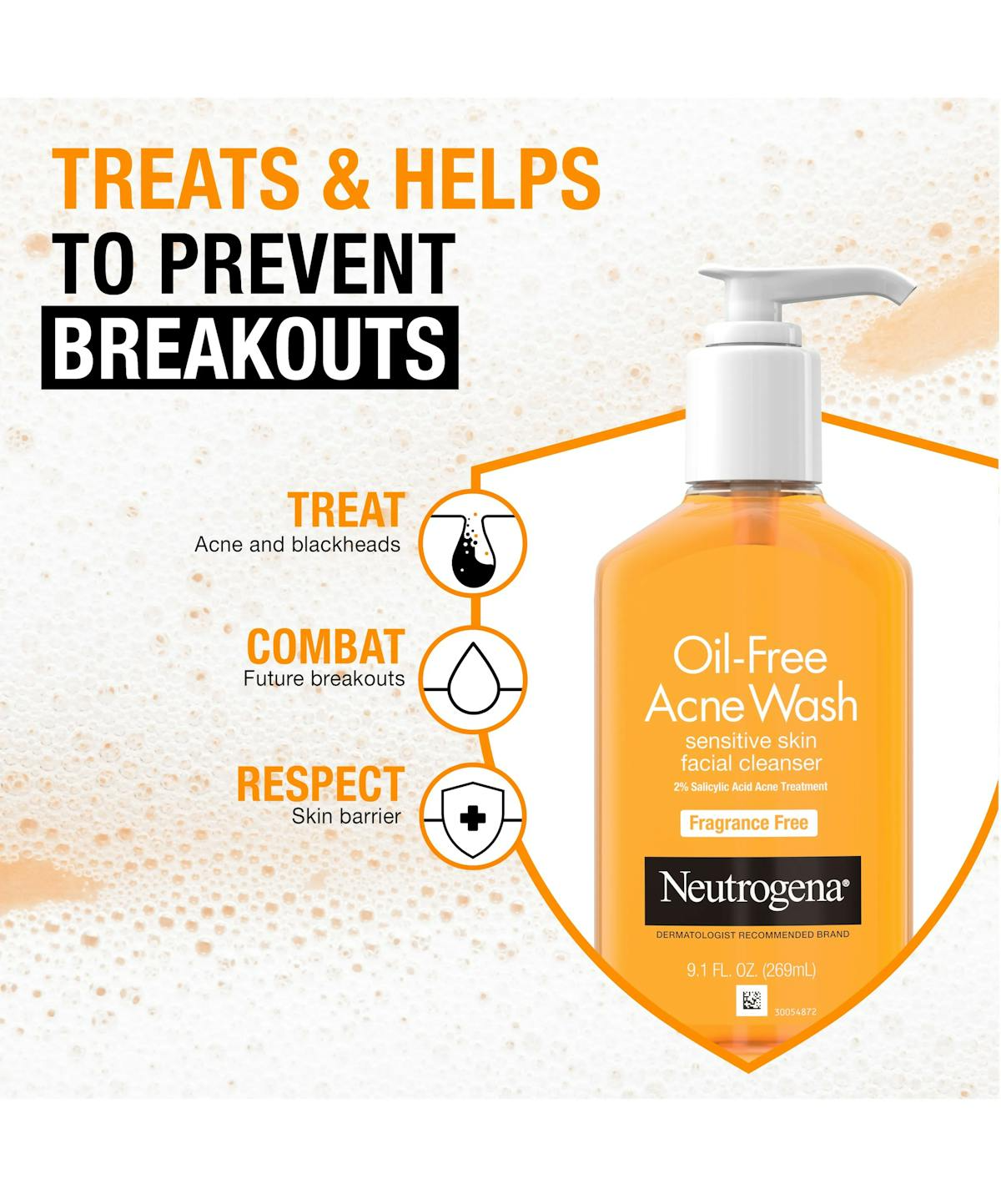 Neutrogena Oil-Free Acne Wash, Fragrance Free 9.1 Fl. Oz