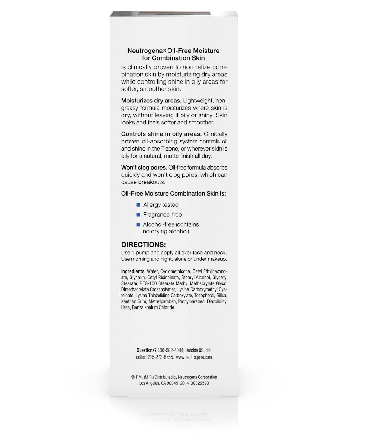 Oil-free Moisture-combination Skin, back of the package