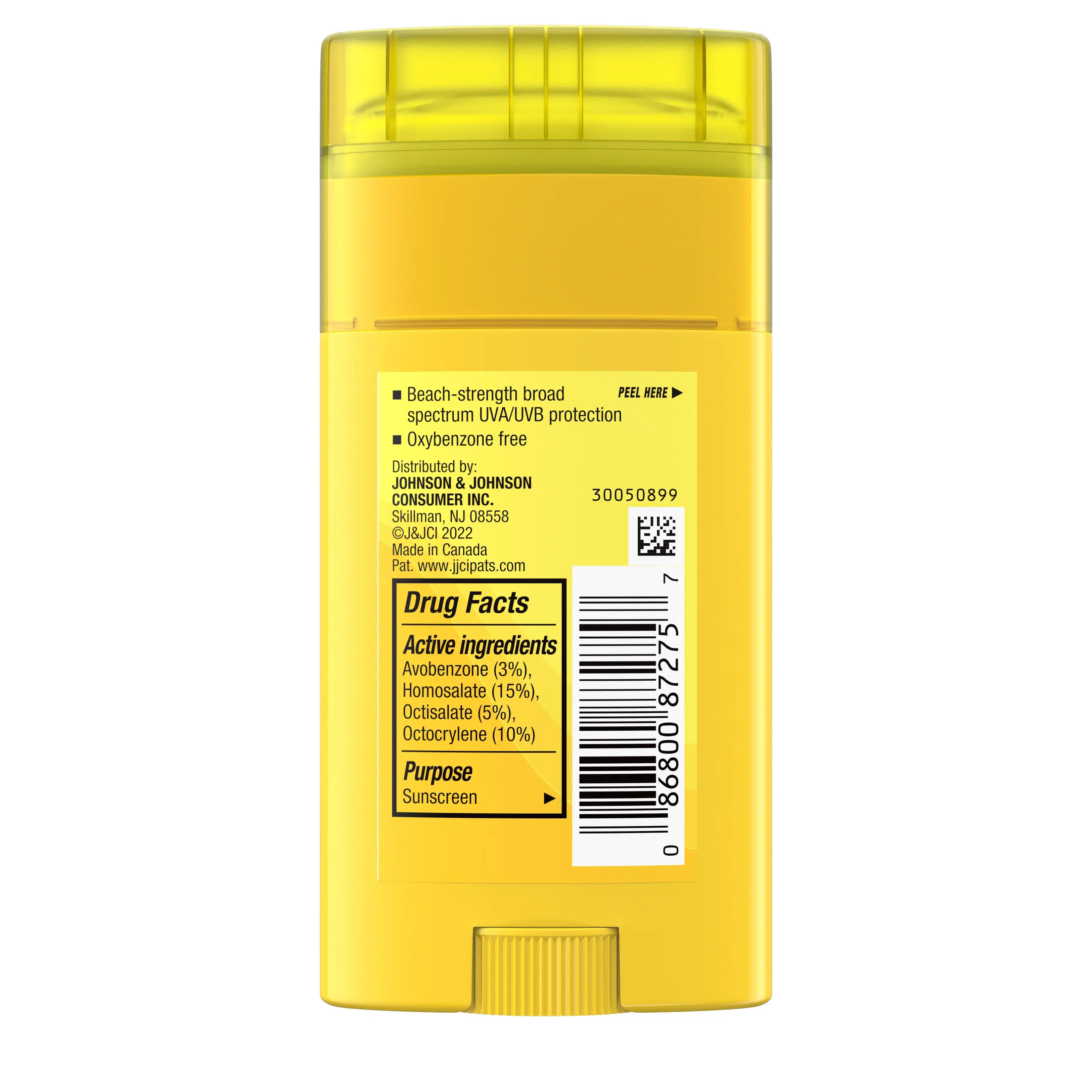 Beach Defense® Water + Sun Protection Sunscreen Stick Broad Spectrum SPF 50+ Back of Packaging