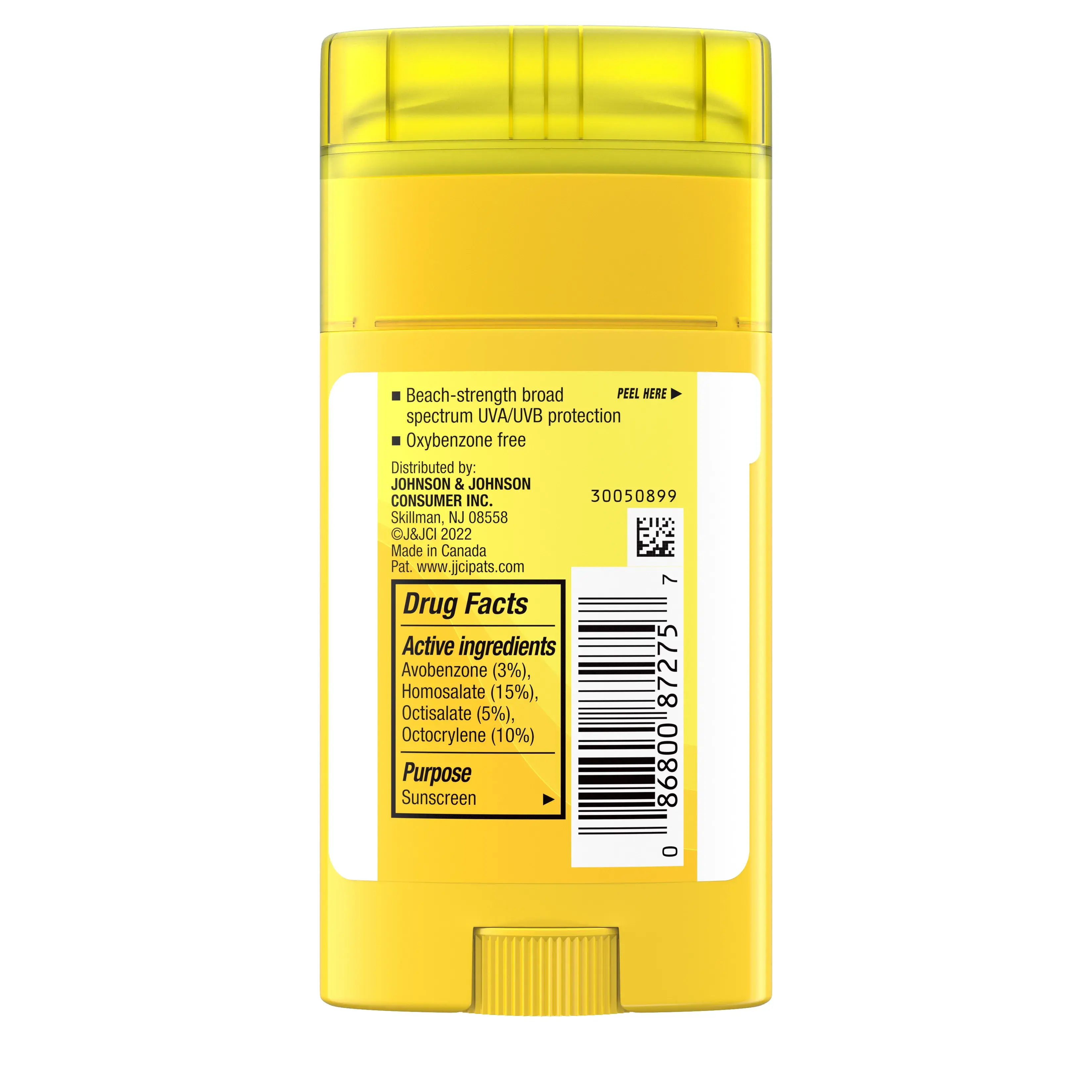 Neutrogena® Beach Defense® Water + Sun Protection Sunscreen Stick Broad Spectrum SPF 50+ Back of Pack