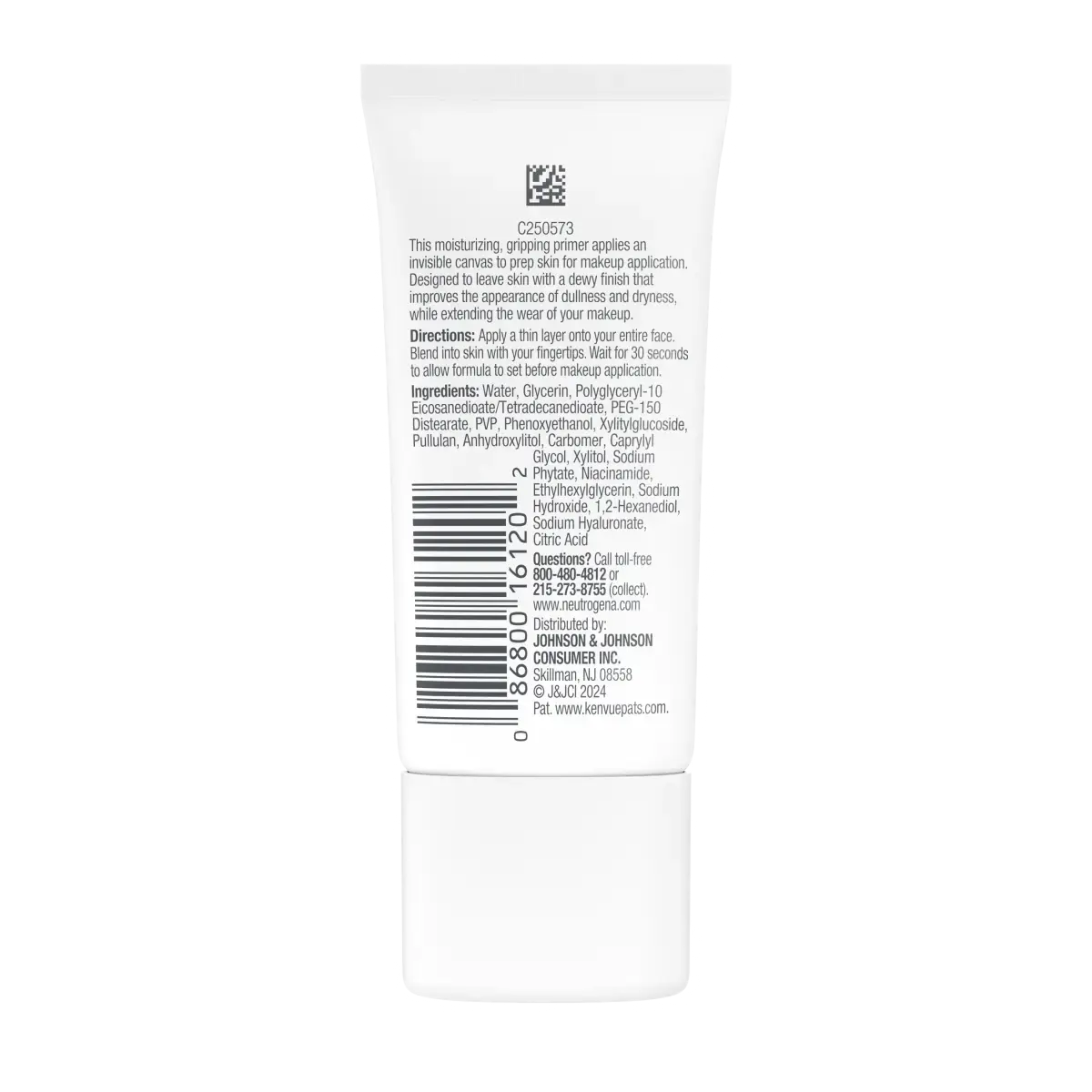 Neutrogena Hydro Boost Hydrating Grip Primer, 1.0 Oz, back of pack