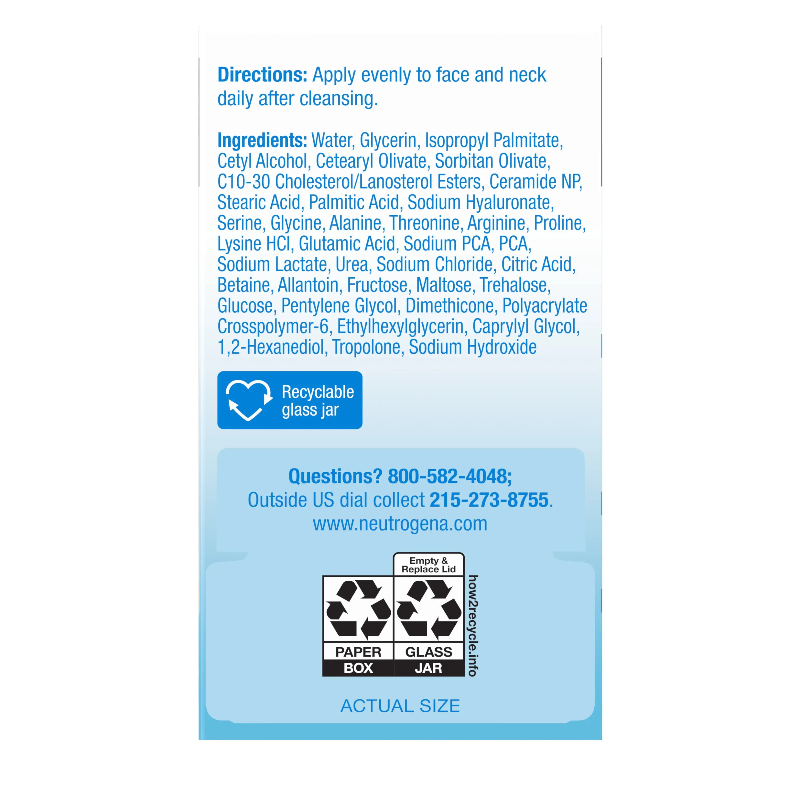 Neutrogena® Hydro Boost Hyaluronic Acid Water Cream Fragrance Free Facial Moisturizer 1.7 Fl. Oz, Back of the Package