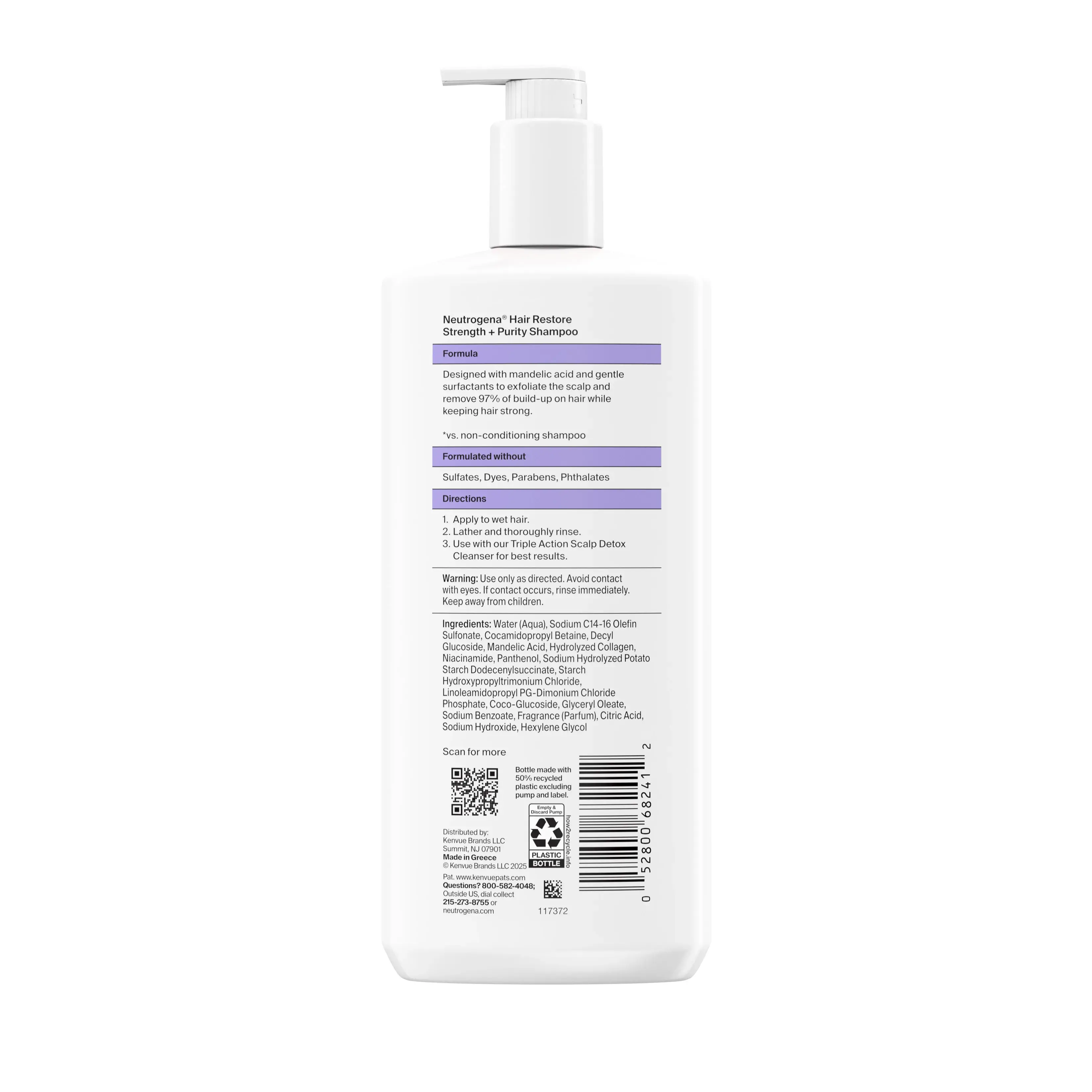 Hair Restore Strength + Purity Shampoo Back of Packaging