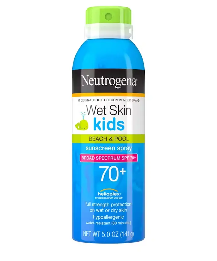 Wet Skin Kids Sunscreen Spray Broad Spectrum SPF 70+, front of the package