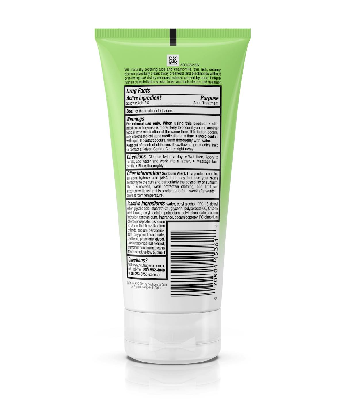 Oil-Free Acne Wash Redness Soothing Cream Cleanser