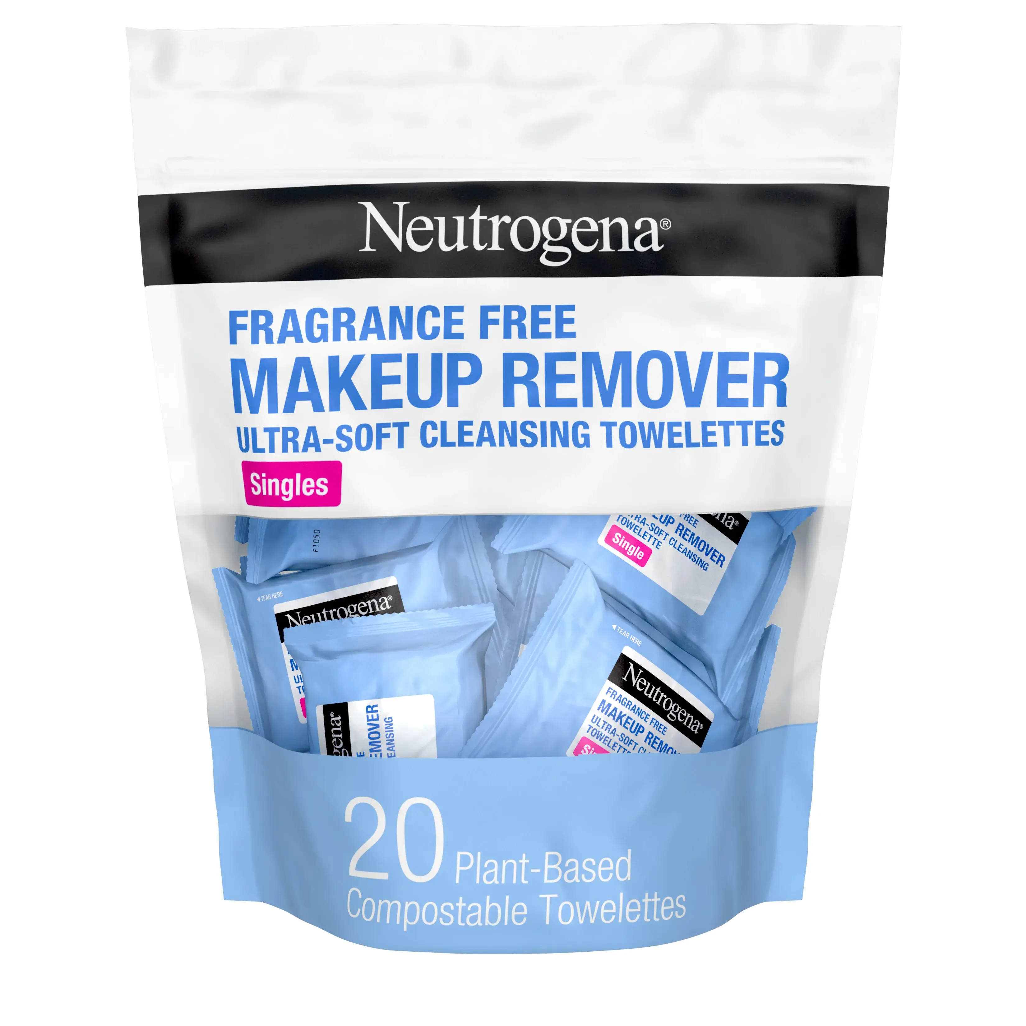 Makeup Remover Cleansing Towelette Singles - Fragrance Free Front of Packaging