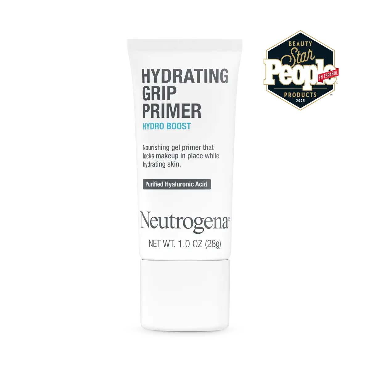 Neutrogena Hydro Boost Hydrating Grip Primer, 1.0 Oz, front of pack with Star People products award seal