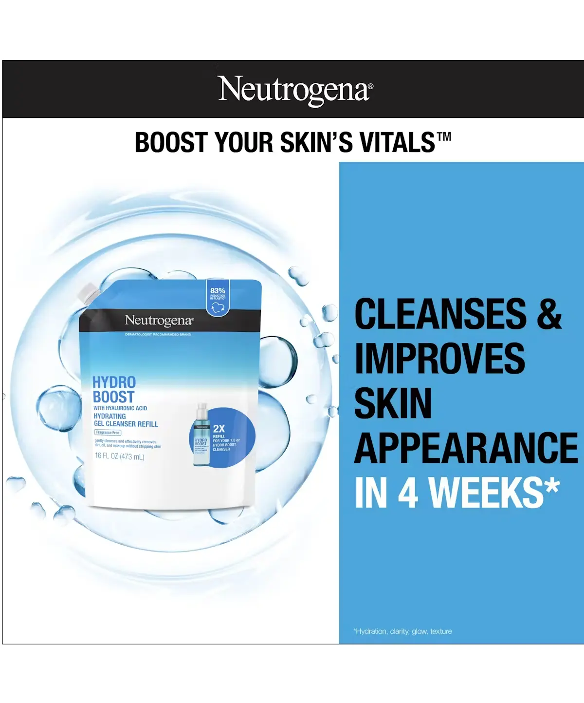 Neutrogena Neutrogena Hydro Boost Cleansing Gel, Fragrance Free, Refill Pouch
