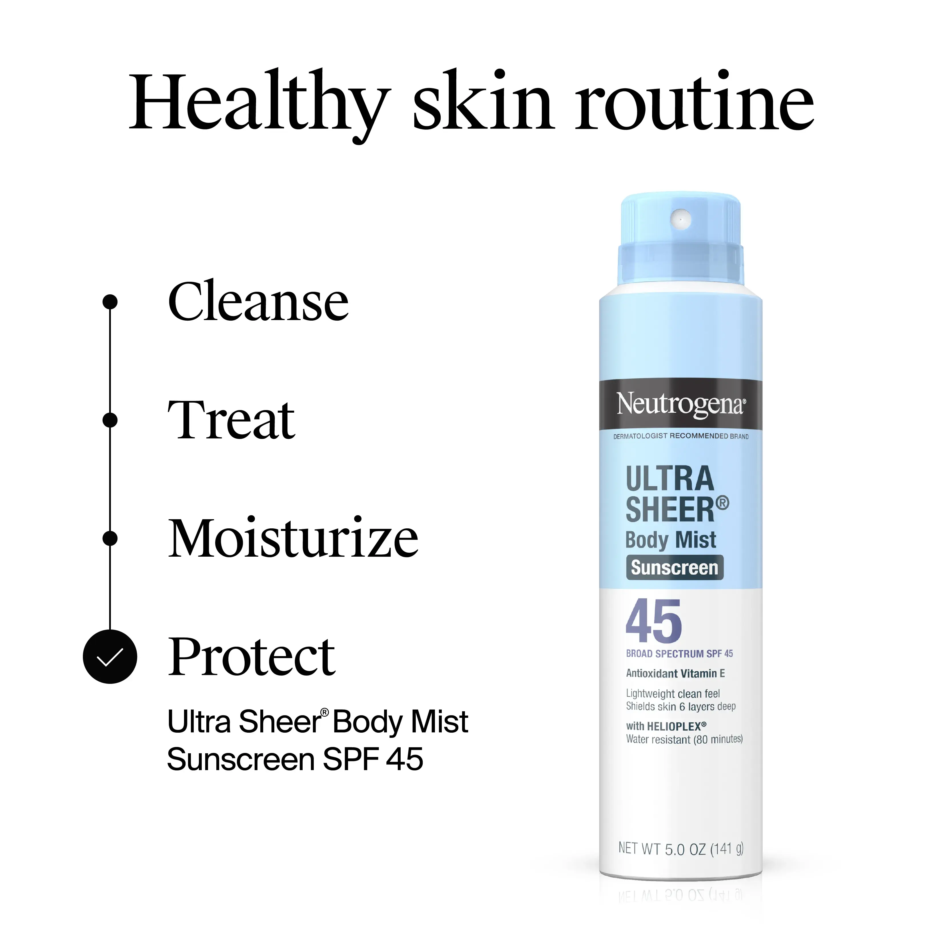 Neutrogena Ultra Sheer Body Mist Sunscreen Broad Spectrum SPF 45, 5 Oz