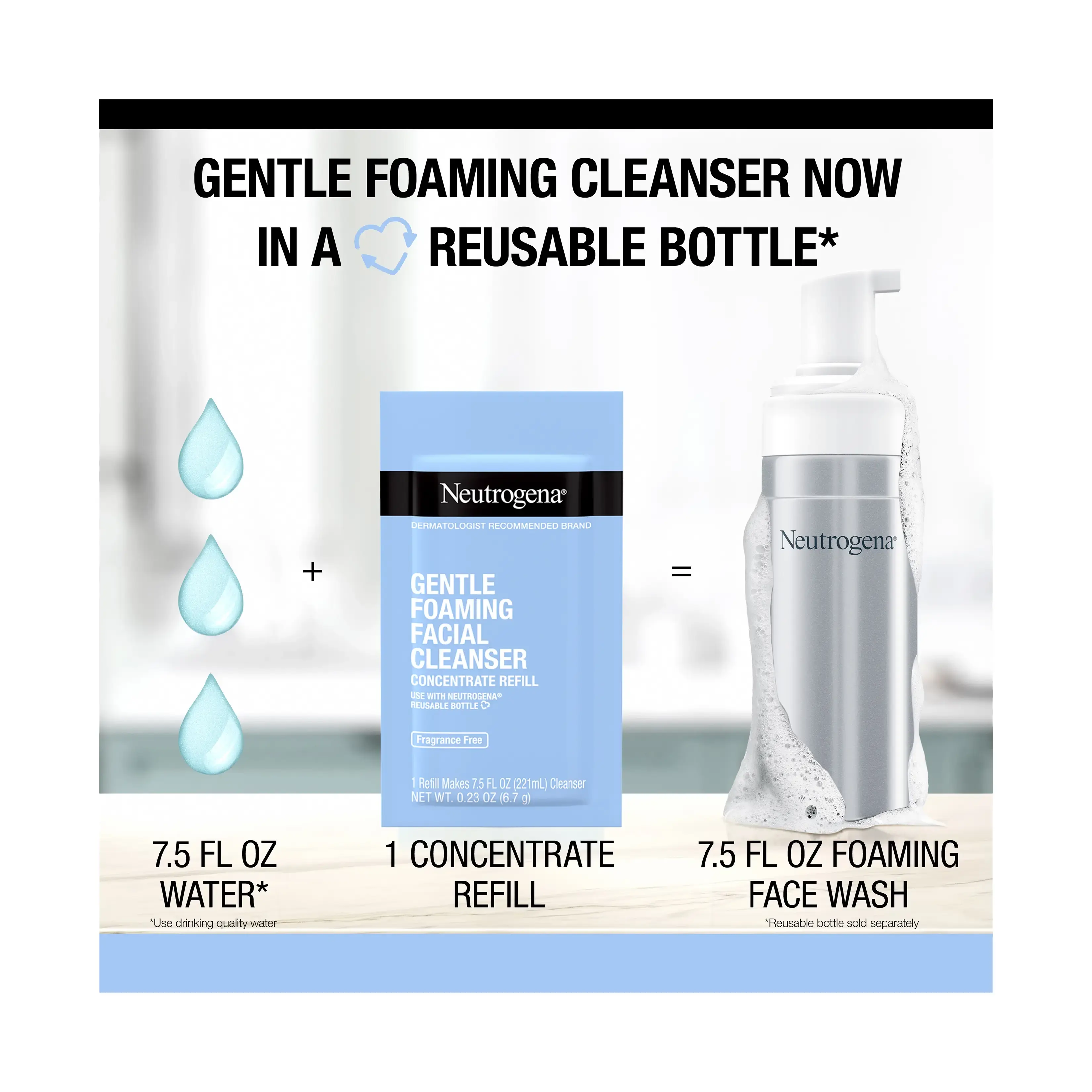Neutrogena&reg; Gentle Foaming Facial Cleanser Concentrate Refill Pack 7.5 oz