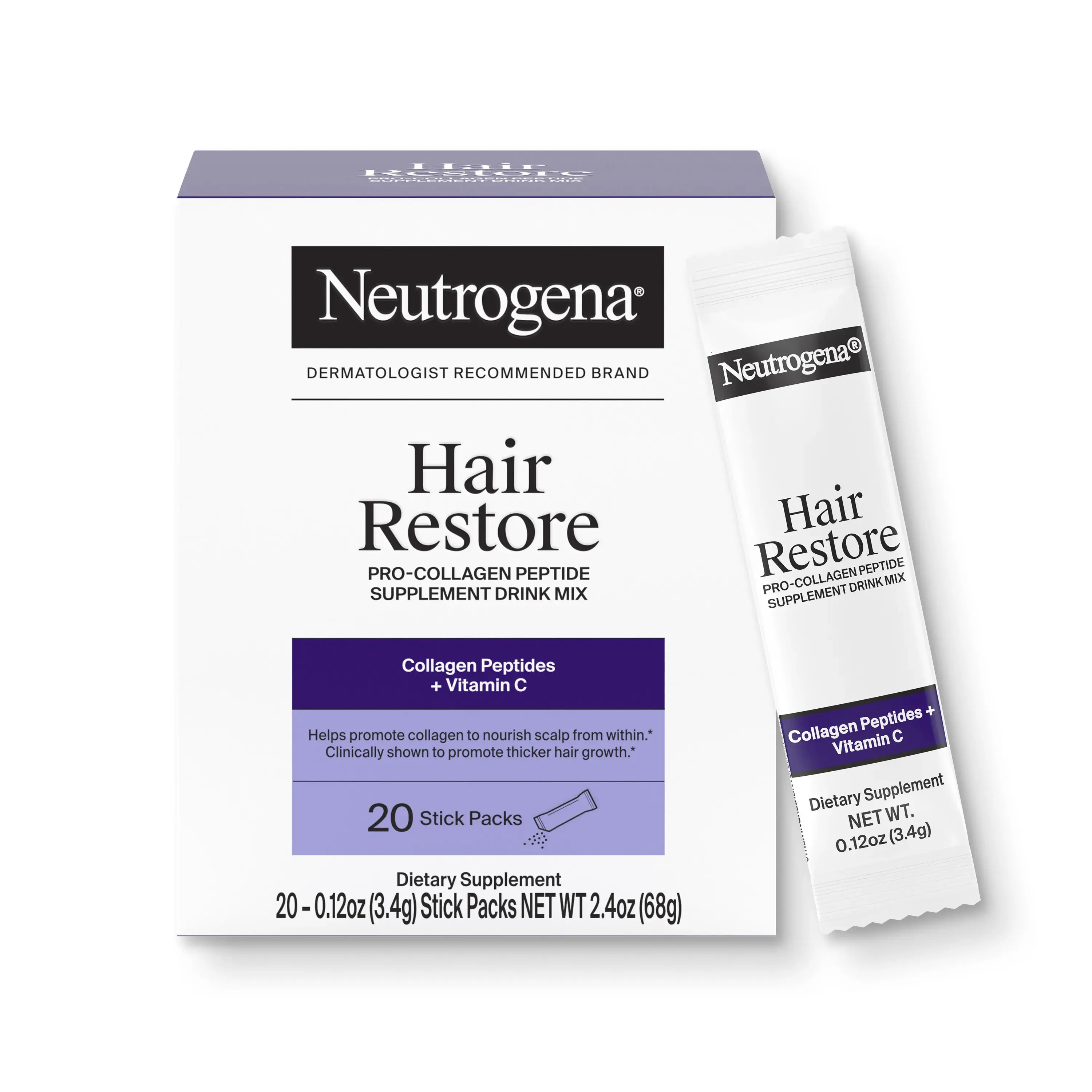 Hair Restore Pro-Collagen Peptide Supplement Out of Box with Box Imaging
