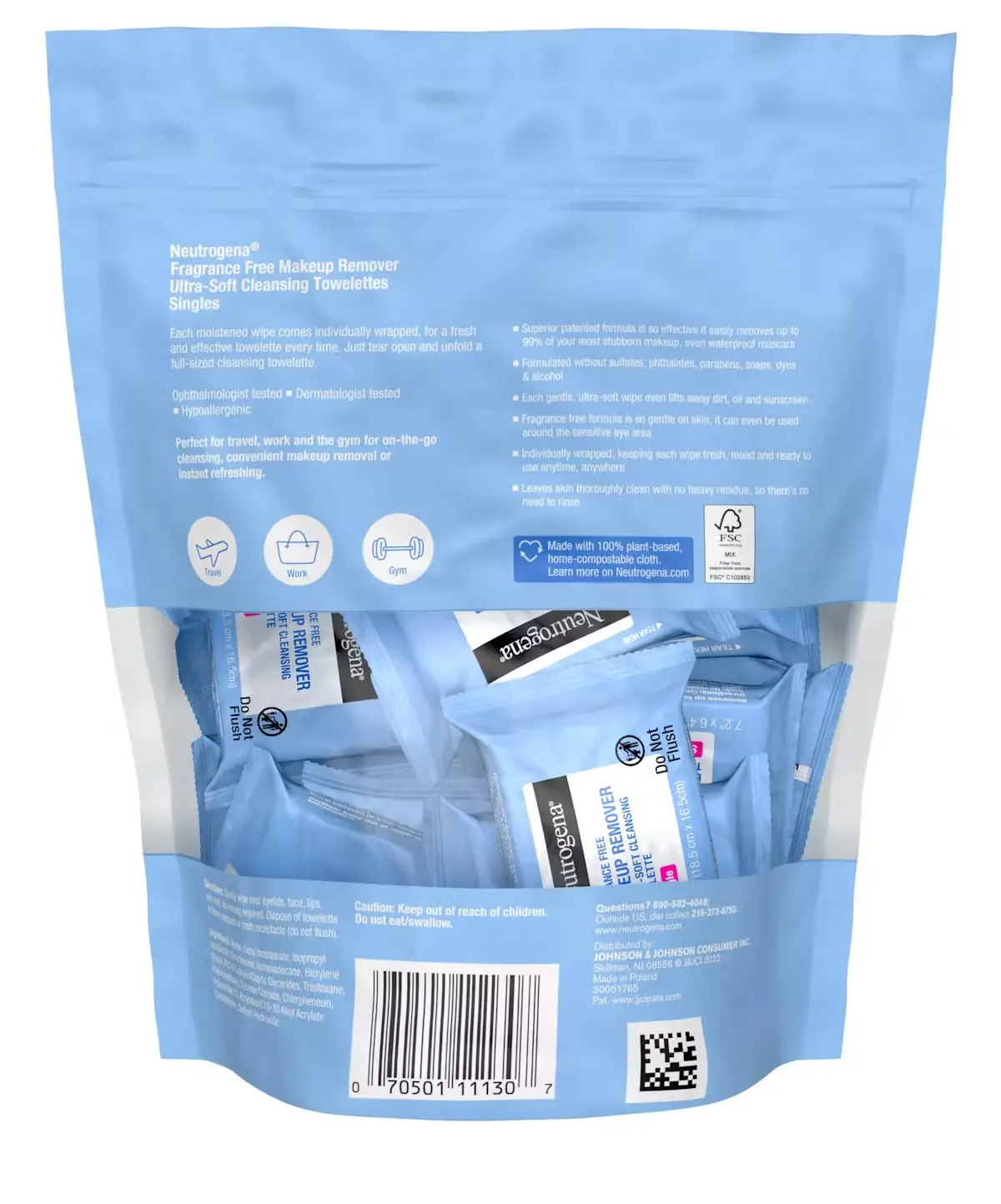 Makeup Remover Cleansing Towelette Singles - Fragrance Free