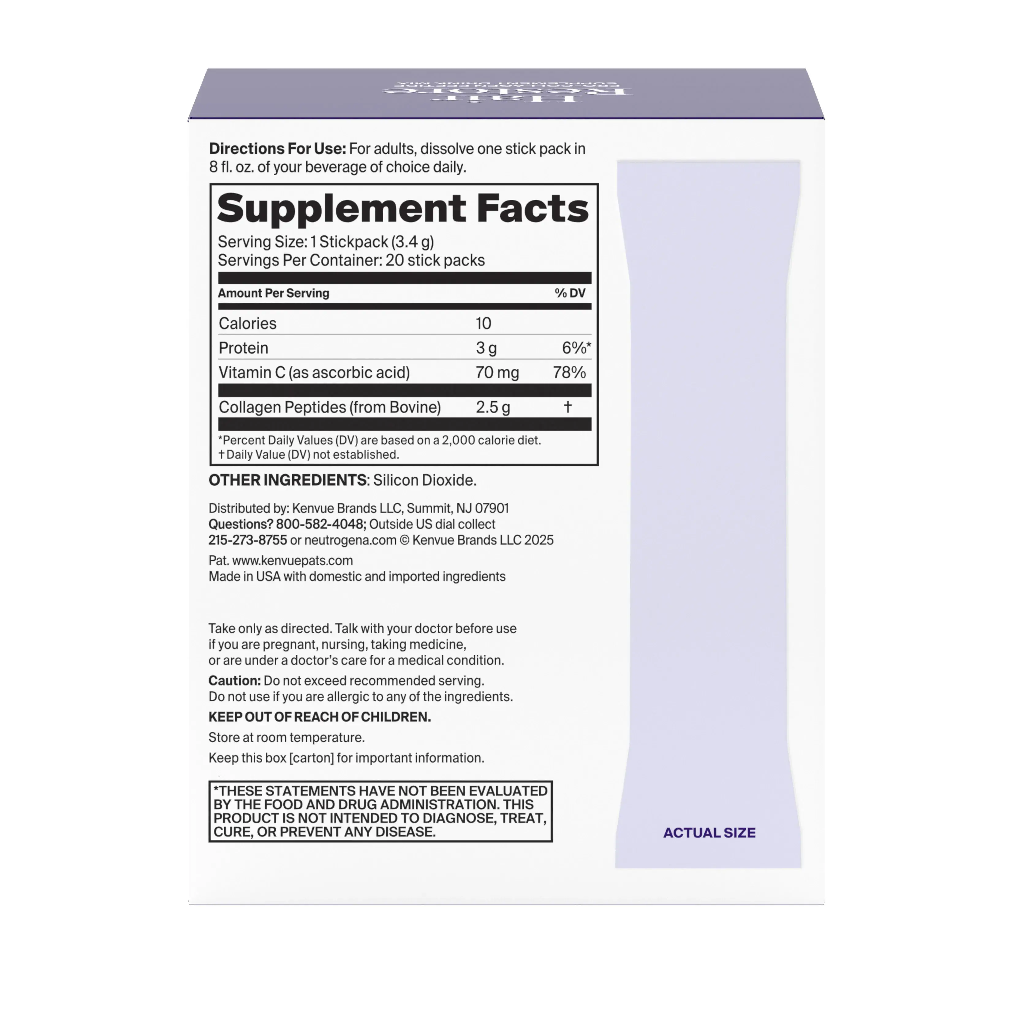 Hair Restore Pro-Collagen Peptide Supplement Back of Packaging