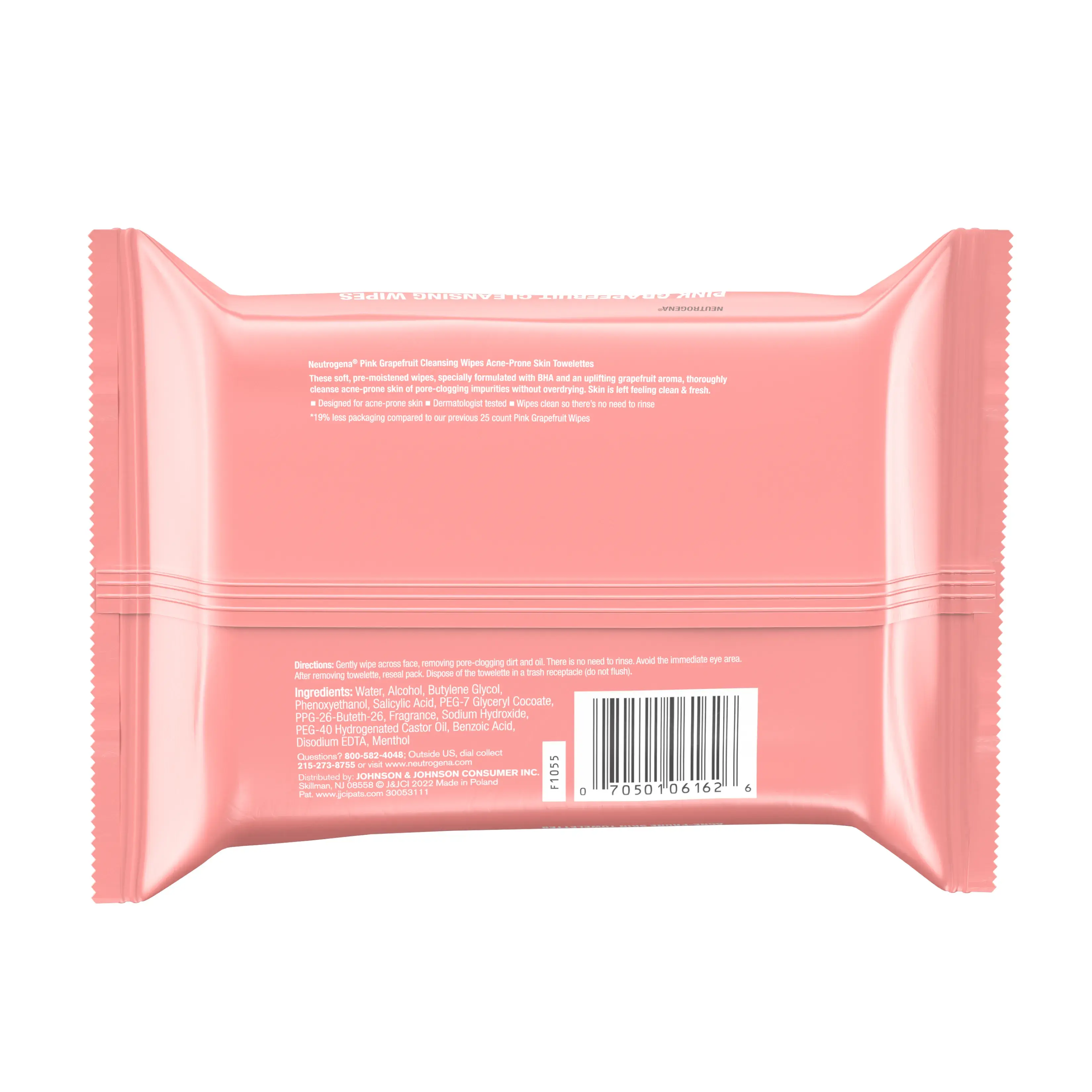 Neutrogena Oil-Free Cleansing Wipes Pink Grapefruit, 25 Count
