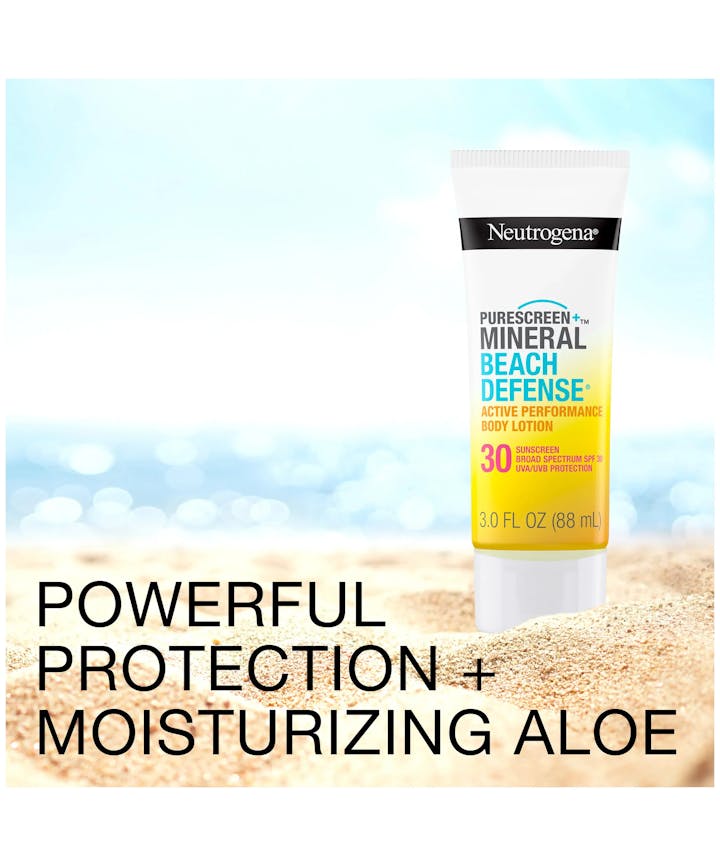 Neutrogena&reg; Purescreen+&trade; Mineral Beach Defense&trade; Active Performance Body Lotion Sunscreen, Broad Spectrum SPF 30