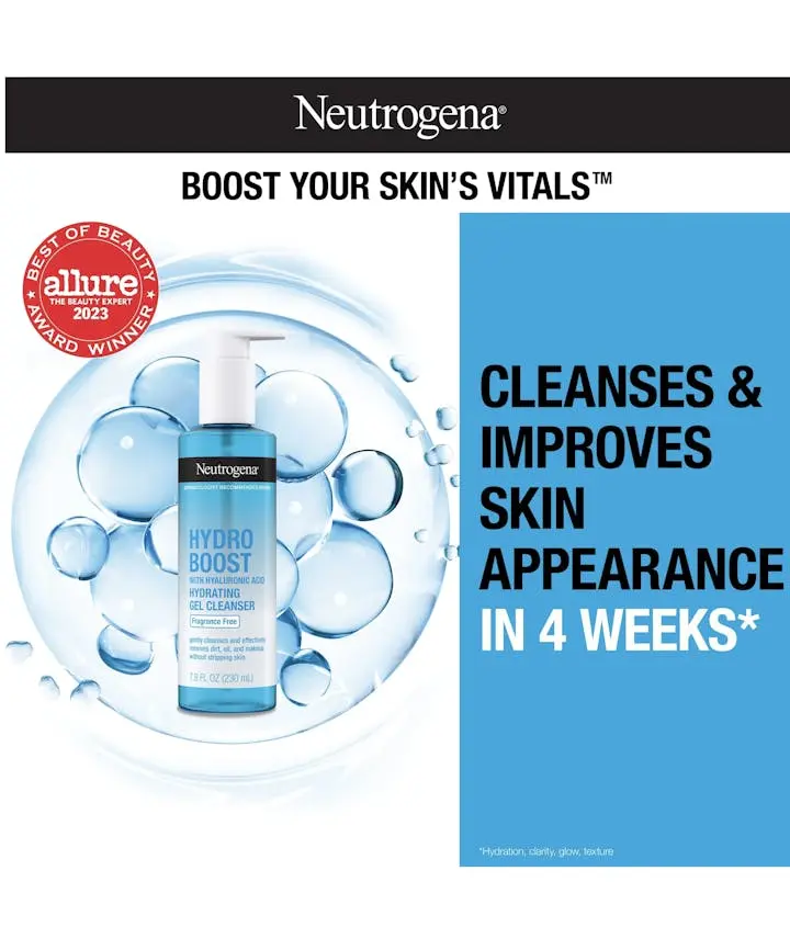 Neutrogena&reg; Hydro Boost Hydrating Gel Cleanser with Hyaluronic Acid, Fragrance Free