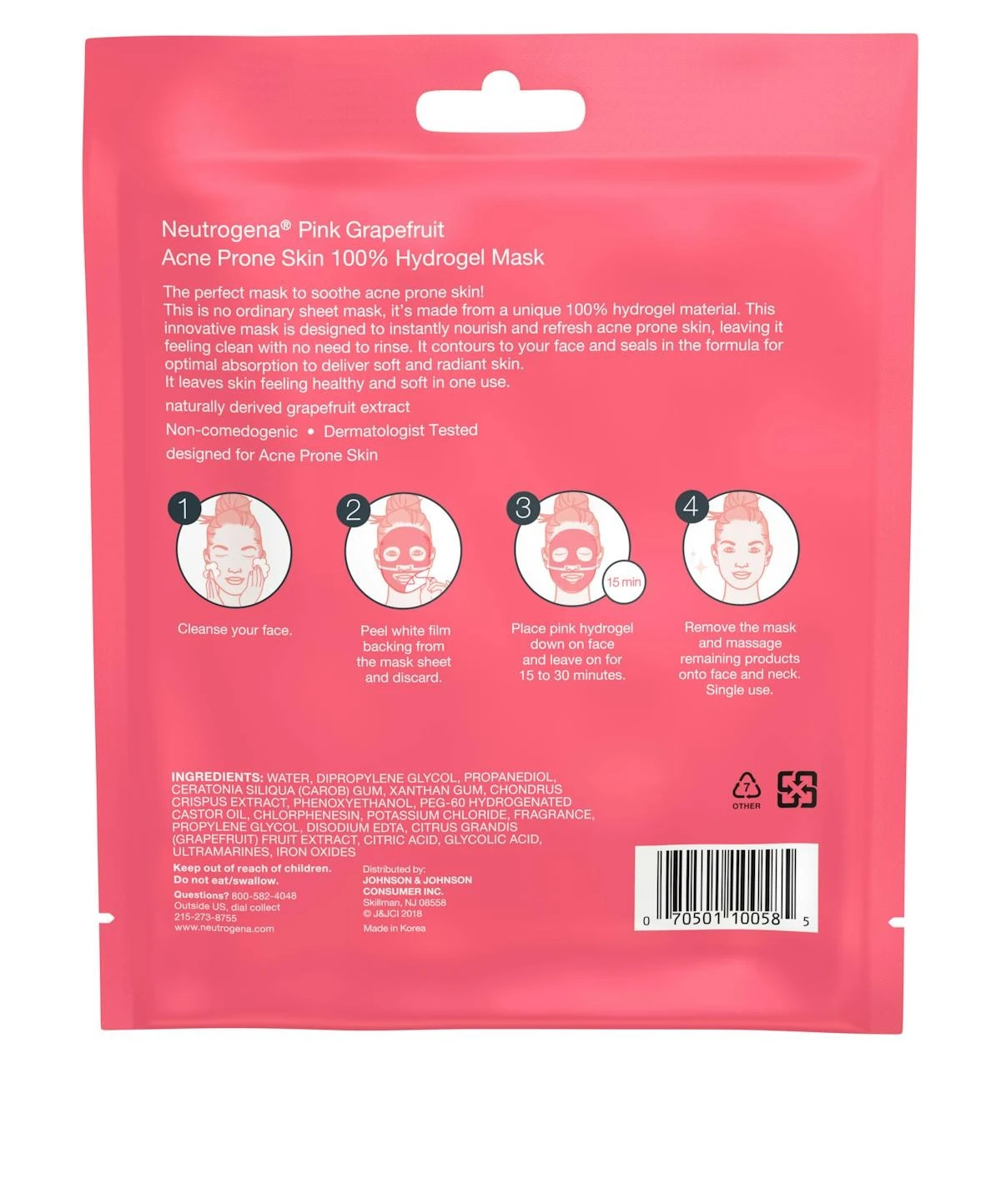 Neutrogena® Pink Grapefruit Acne Prone Skin 100% Hydrogel Mask