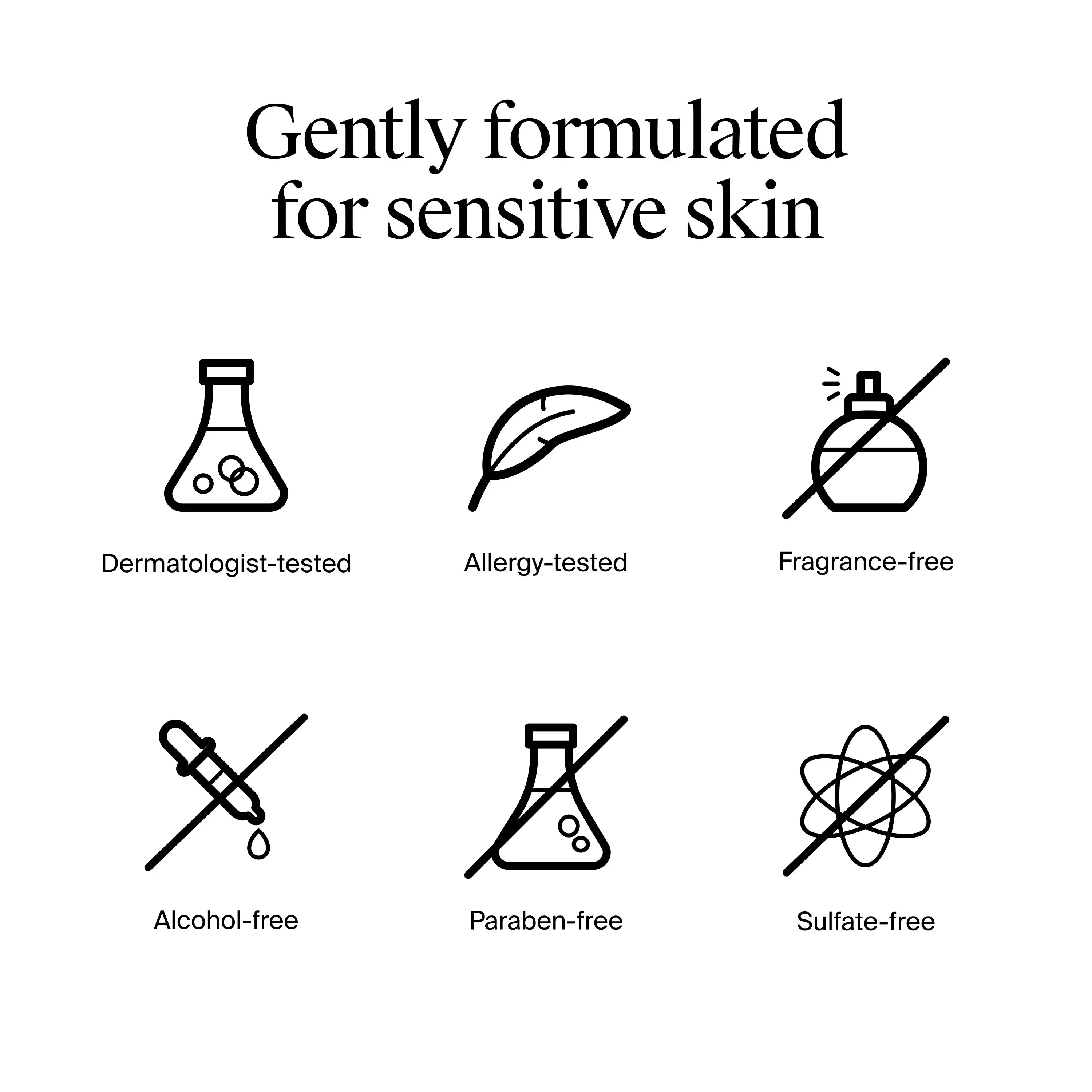 Gentle formula is Dermatologist-tested, Allergy-tested, Fragrance-free, alcohol-free, paraben-free, sulfate-free