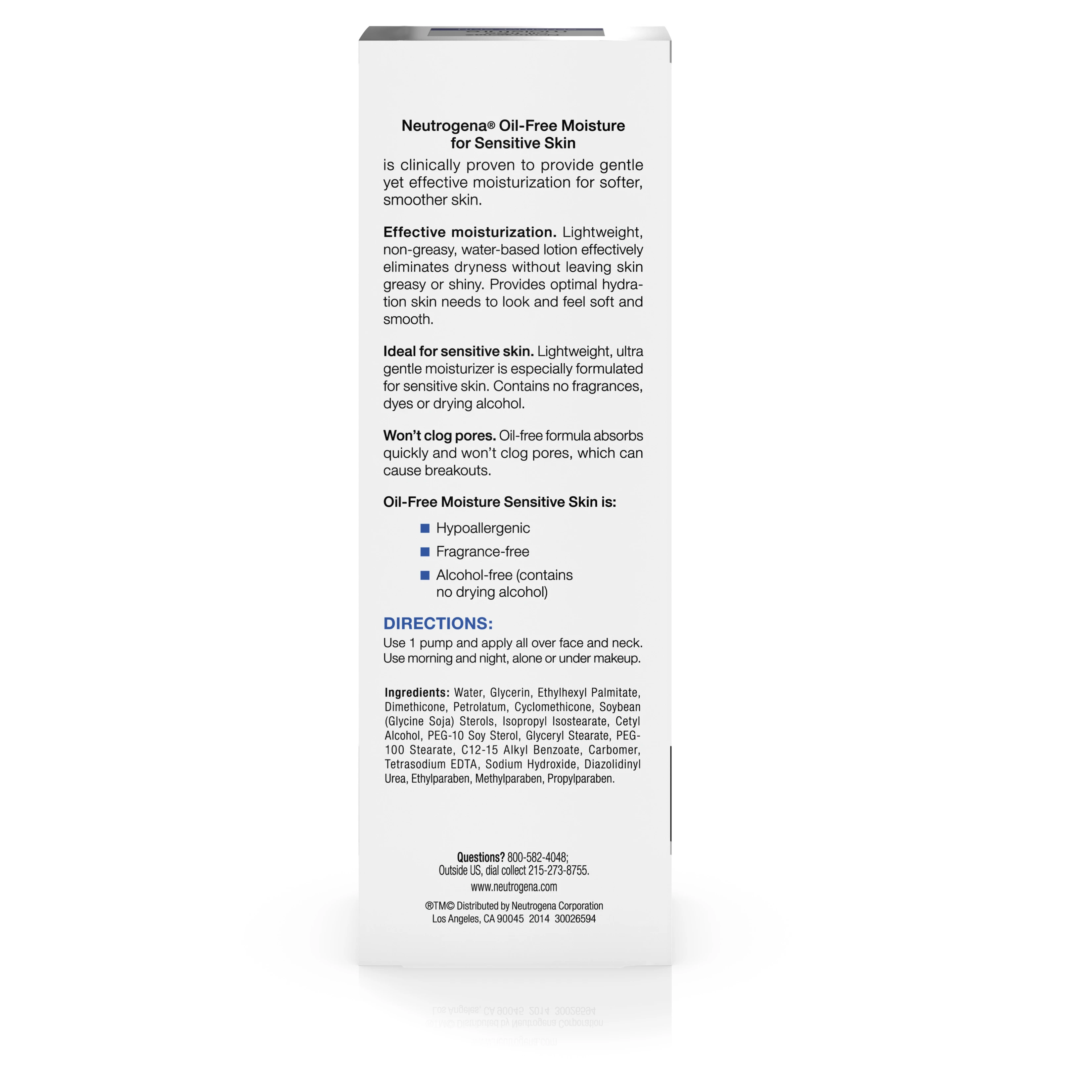 Neutrogena&reg; Oil-Free Face Moisturizer for Sensitive Skin, Fragrance-Free, Non-Comedogenic