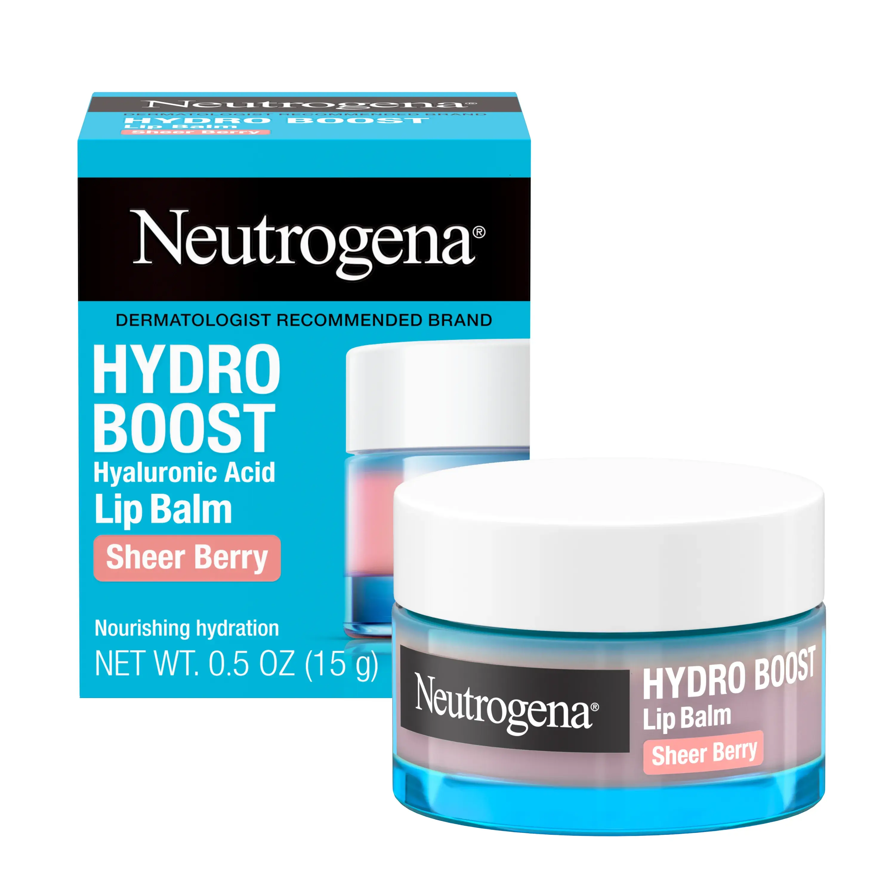 Neutrogena Hydro Boost Hyaluronic Acid Lip Balm, Sheer Berry, 0.5 Oz