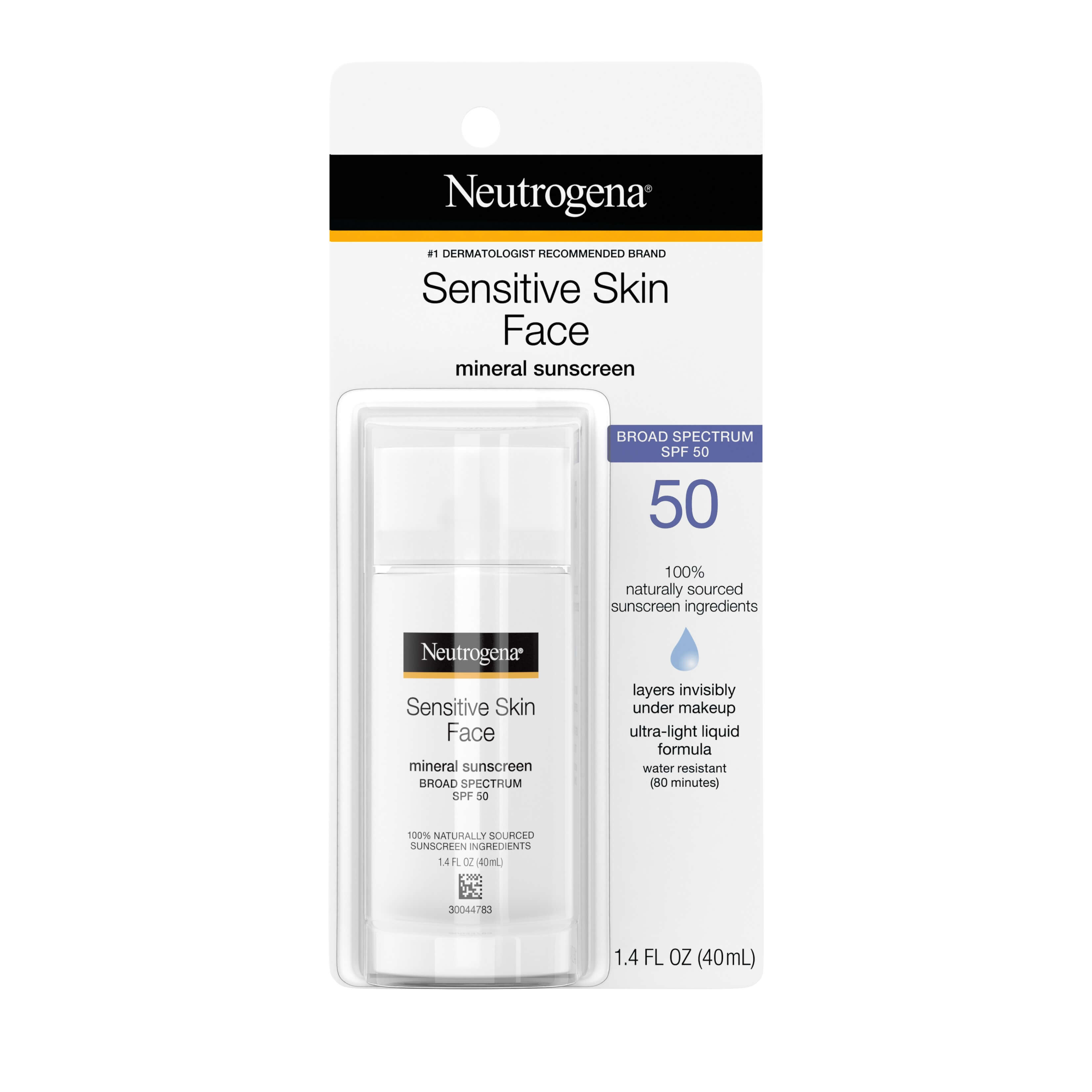 Neutrogena&reg; Sensitive Skin Face Liquid Sunscreen Broad Spectrum SPF 50