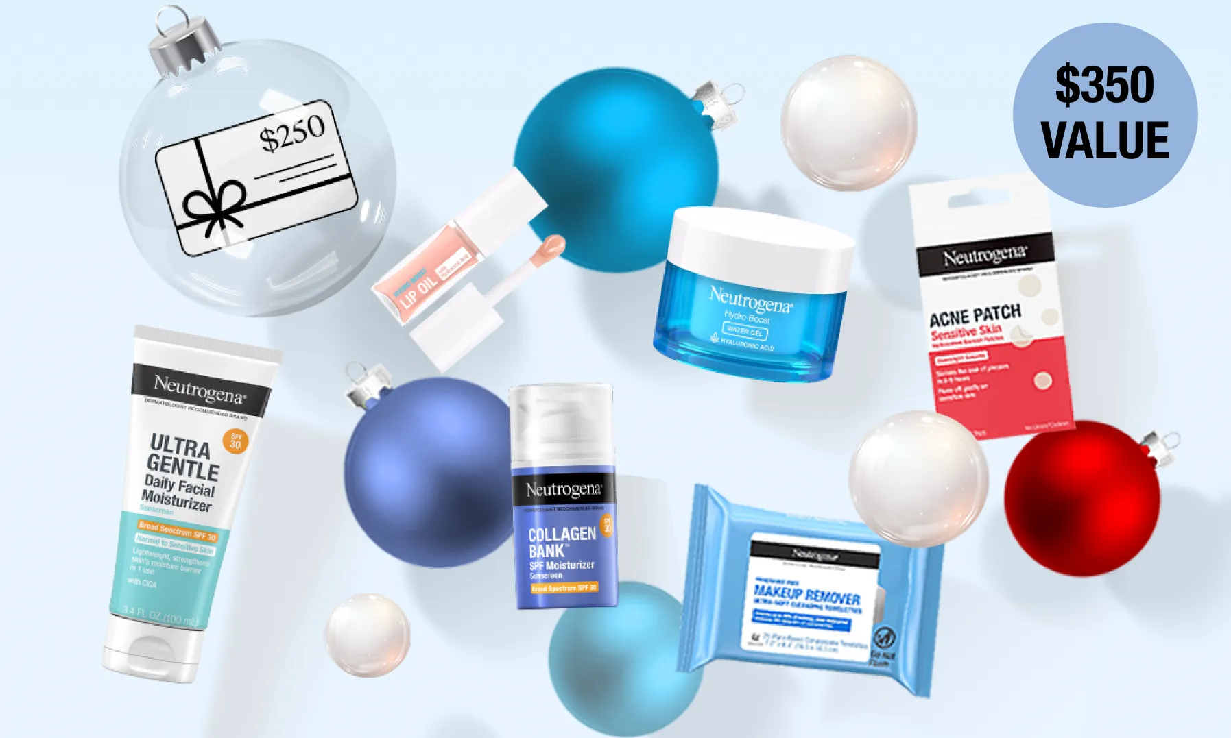 Unwrap your glow. 3 winners will receive a $250 gift card and $100 worth of Neutrogena best sellers.