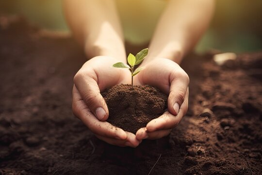 Hands holding soil