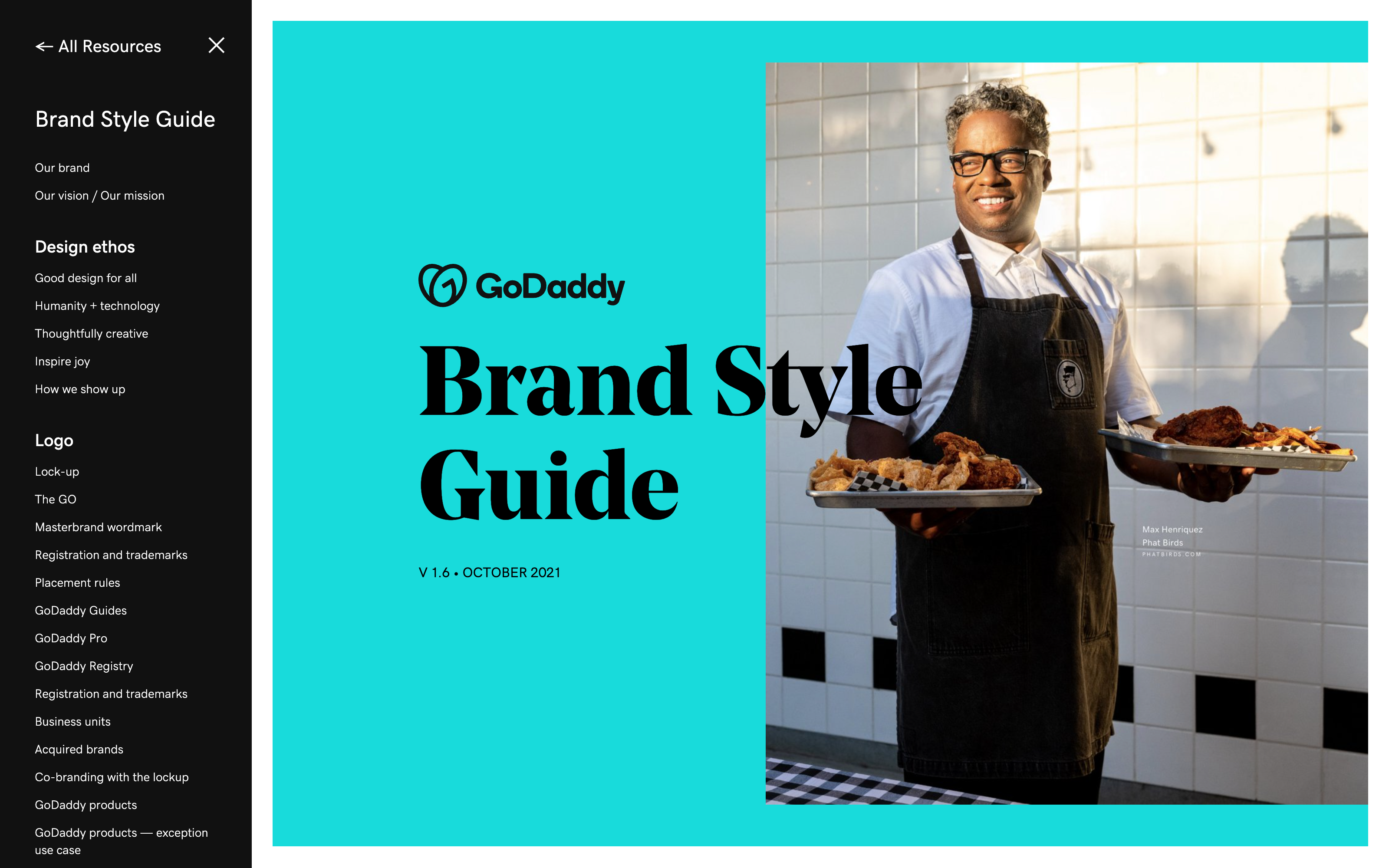 Homepage for main brand style guide.