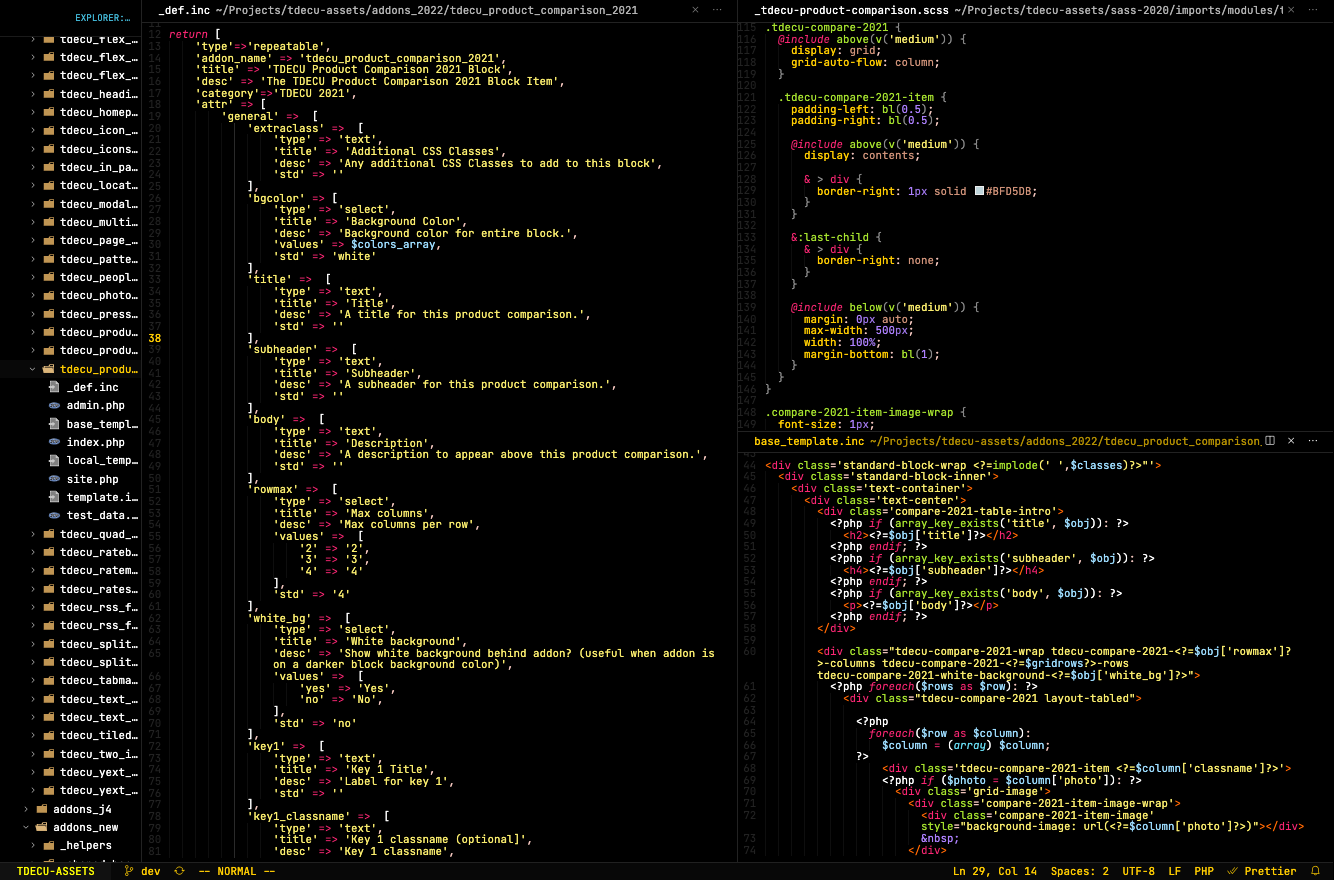 Showing definition file, template, and CSS for example backend module.