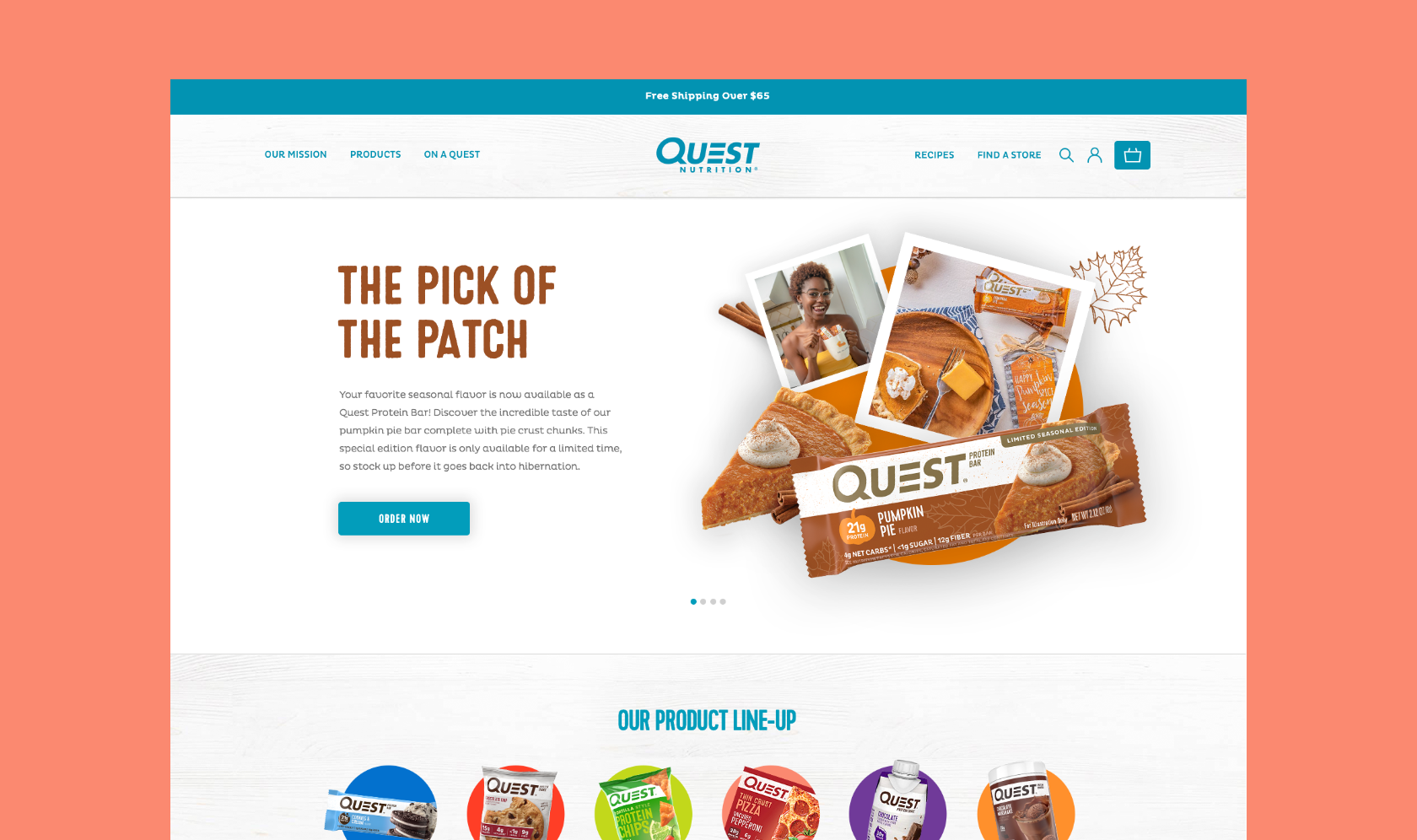 Quest Nutrition homepage design