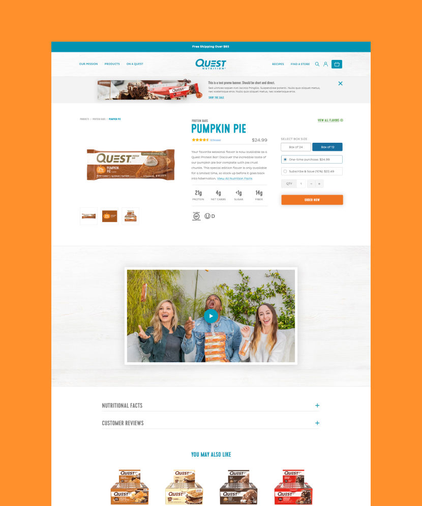 Quest Nutrition product page design