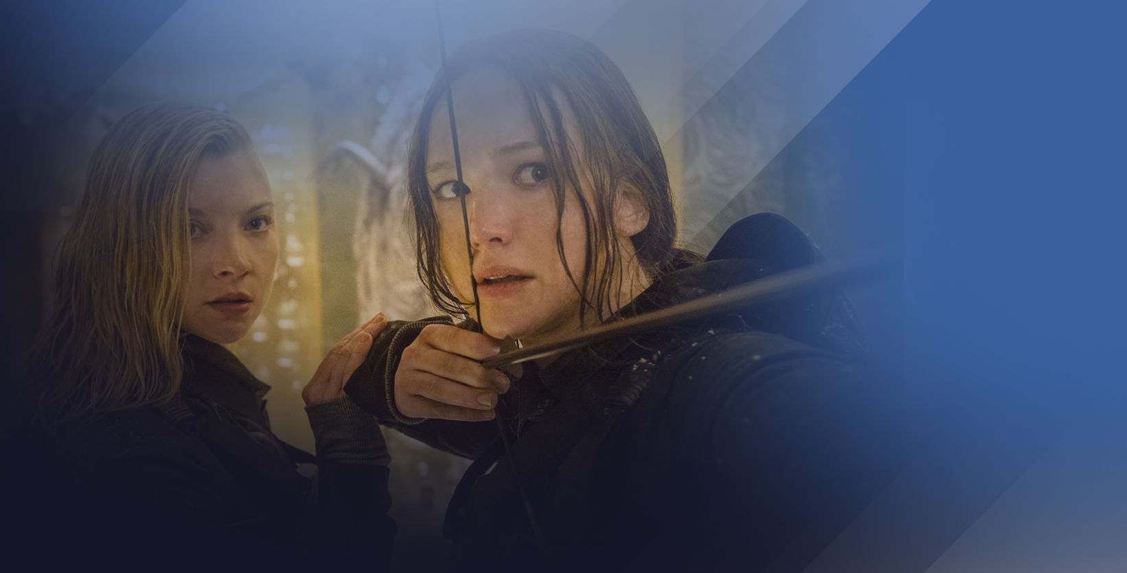 Katniss from Hunger Games taking aim.