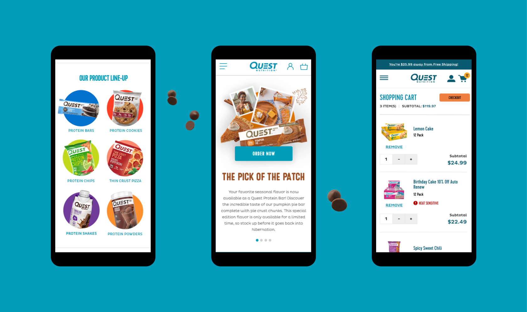 Quest Nutrition mobile designs