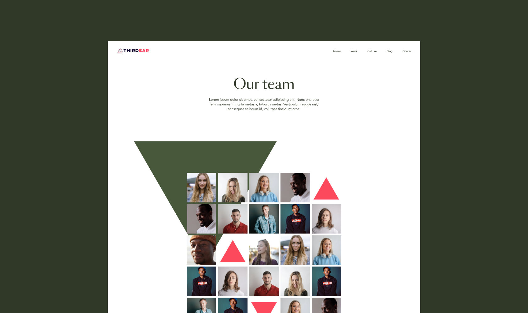 Third Ear team page design