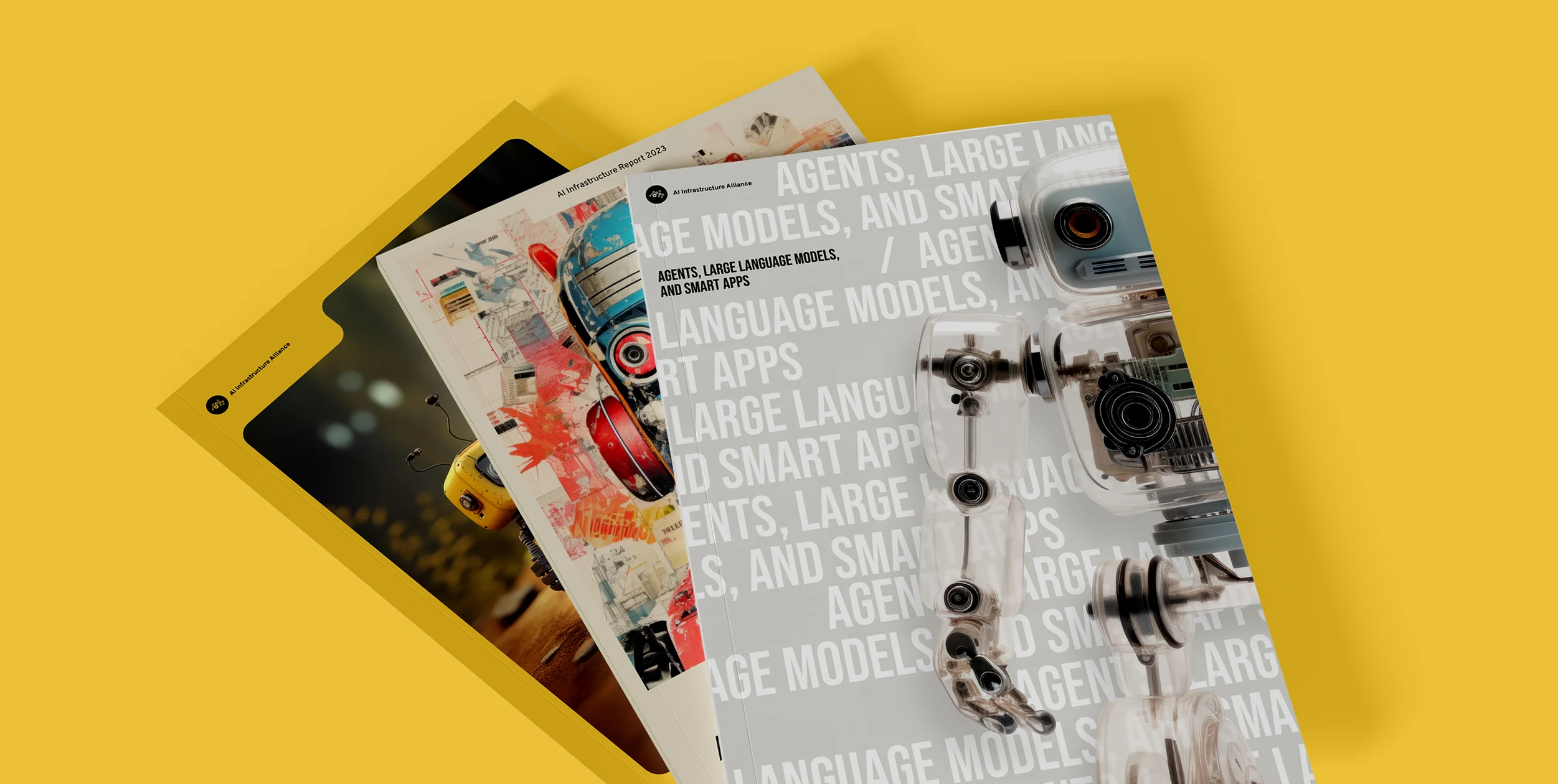 Stack of AI Infrastructure Alliance magazines