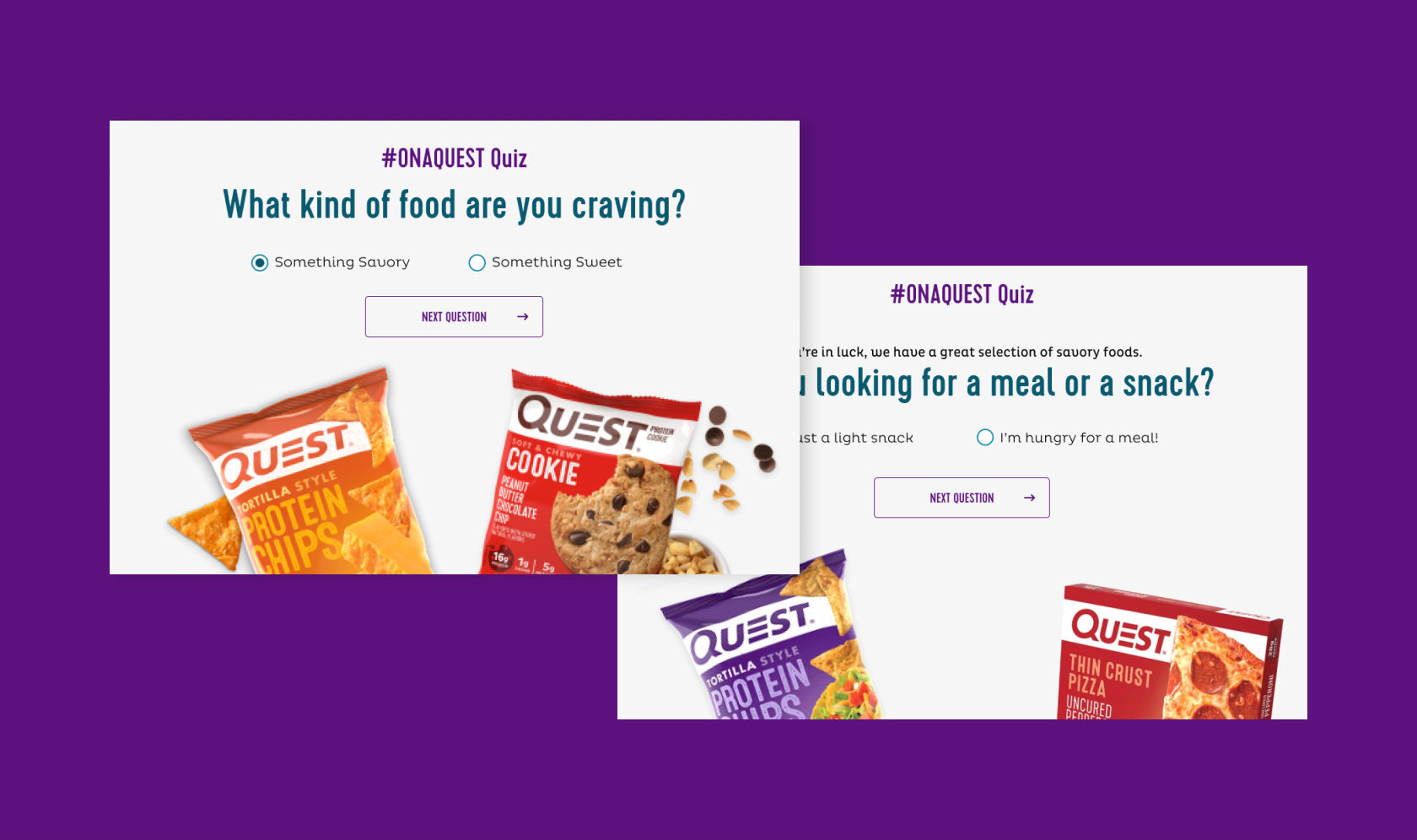 Quest Nutrition snack quiz design