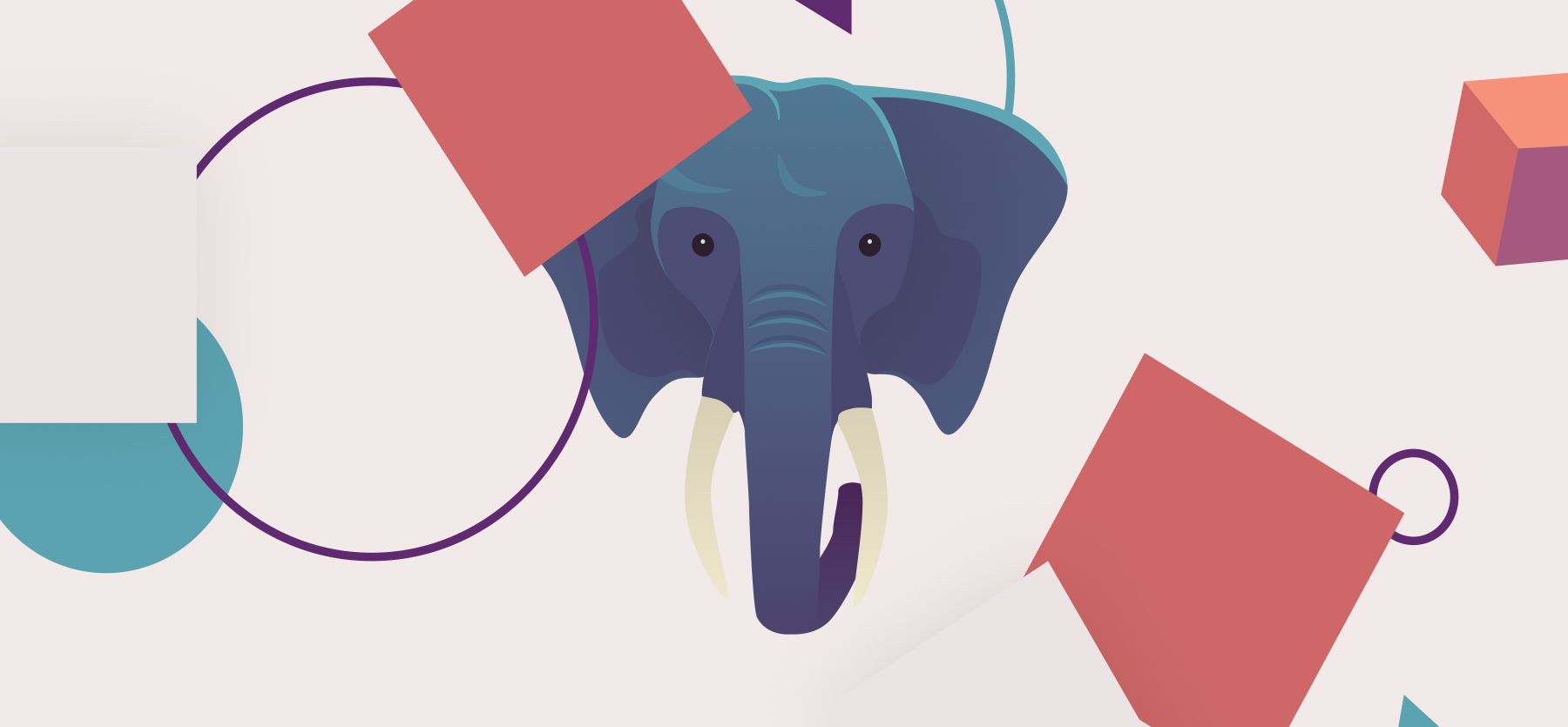 Elephant surrounded by geometric shapes