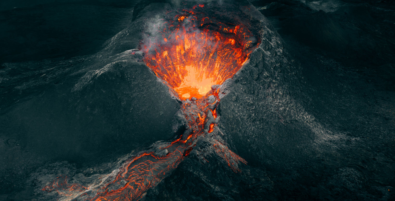 Flowing lava