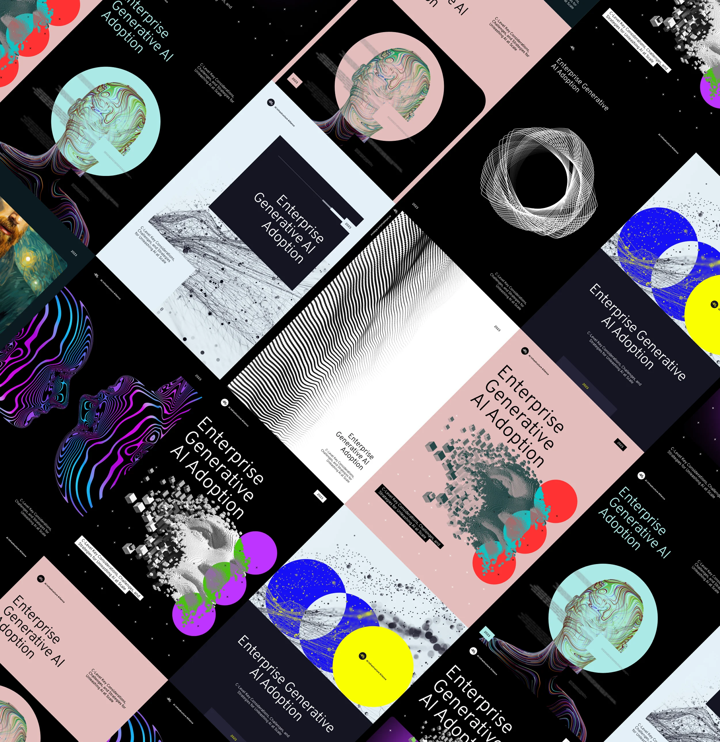 Collage of AI Infrastructure Alliance posters with the text "Enterprise Generative AI Adoption"