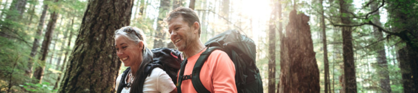 An older couple on a hike