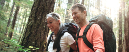 An older couple on a hike